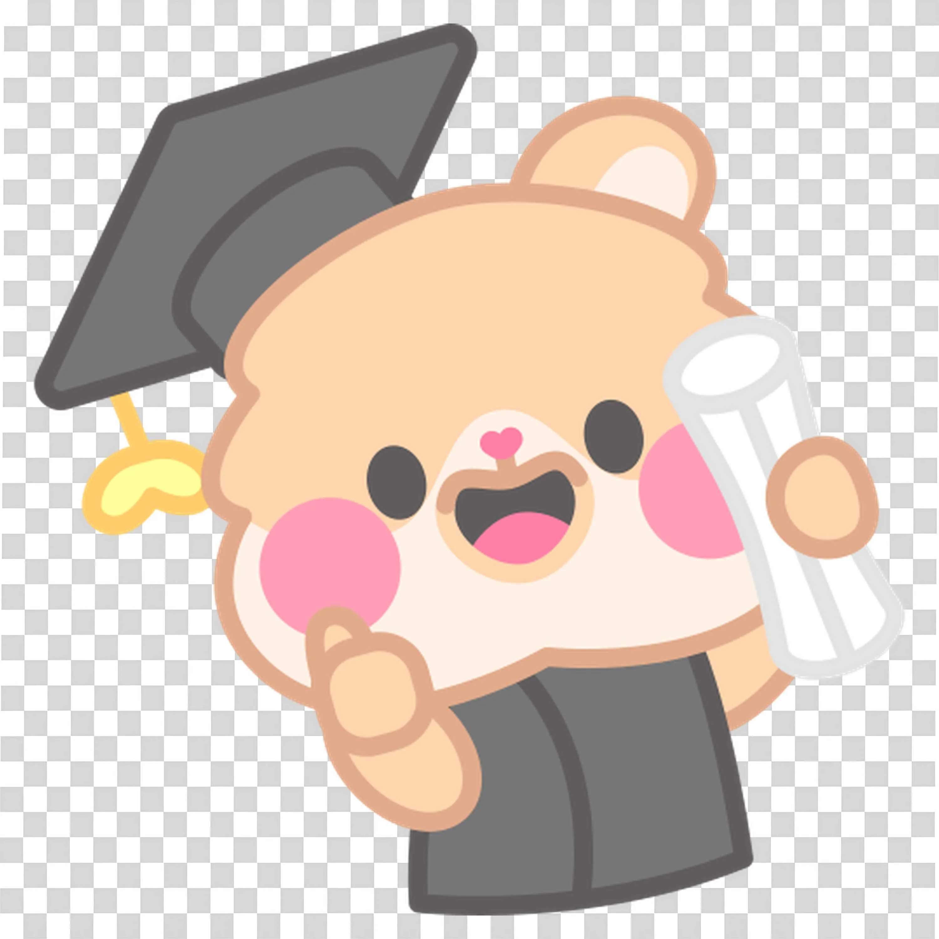 Cute Bear with Graduation Dress and Cap Holding Scroll Png