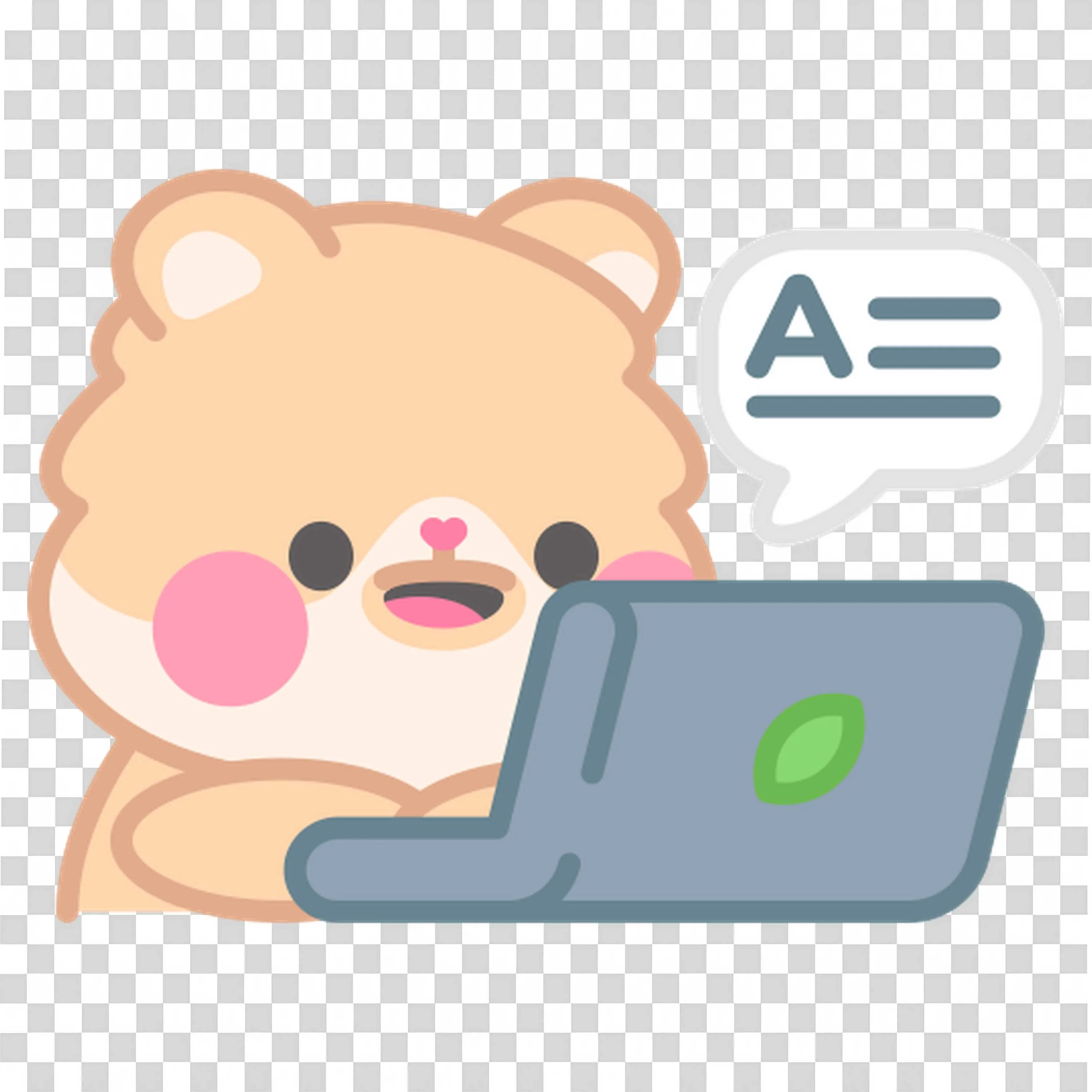 Cute Bear Working on Laptop with Speech Bubble Illustration