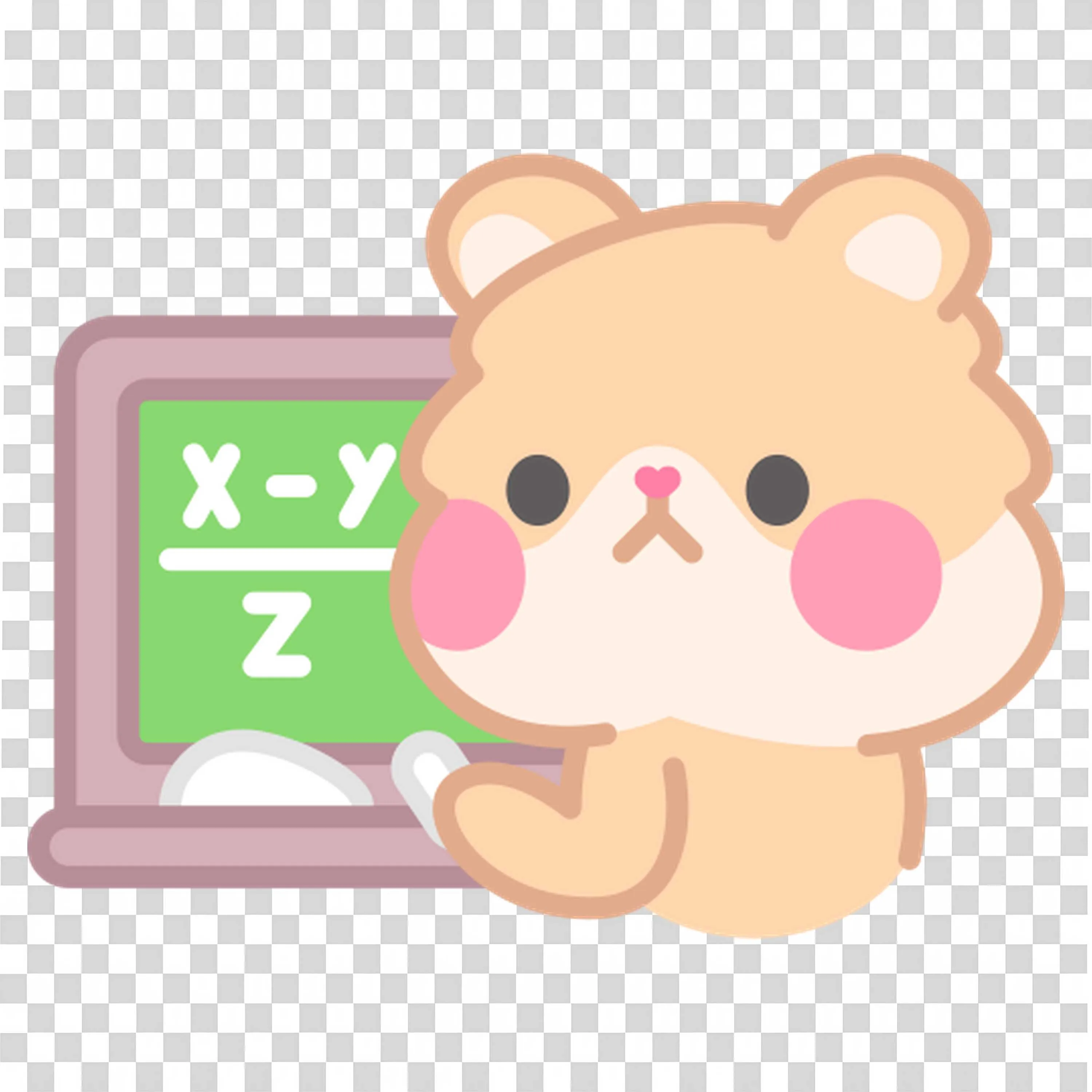Cute Bear Writing Math Equations on a Chalkboard Hd Png