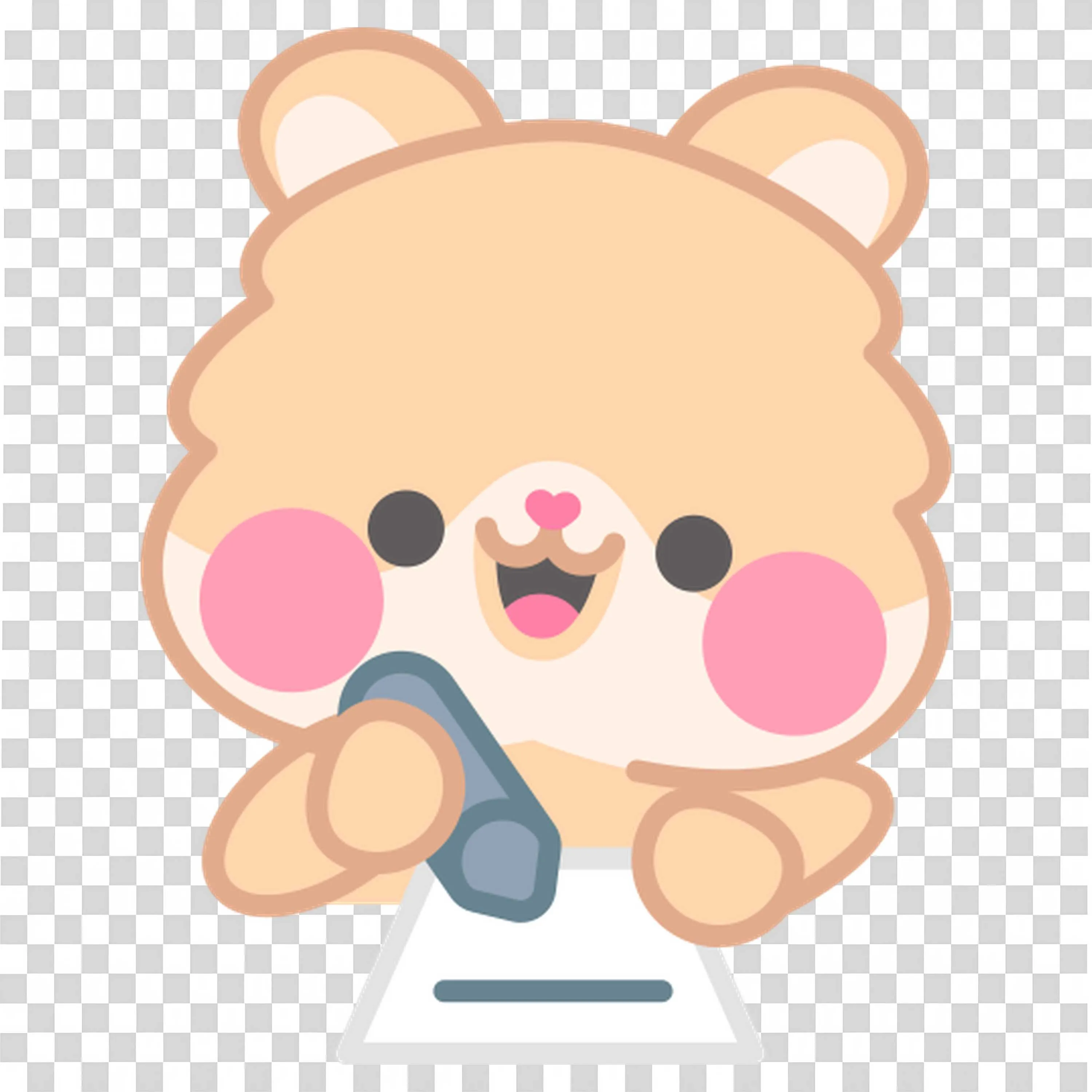 Cute Bear Writing on Plain Paper with a Gray Crayon Png