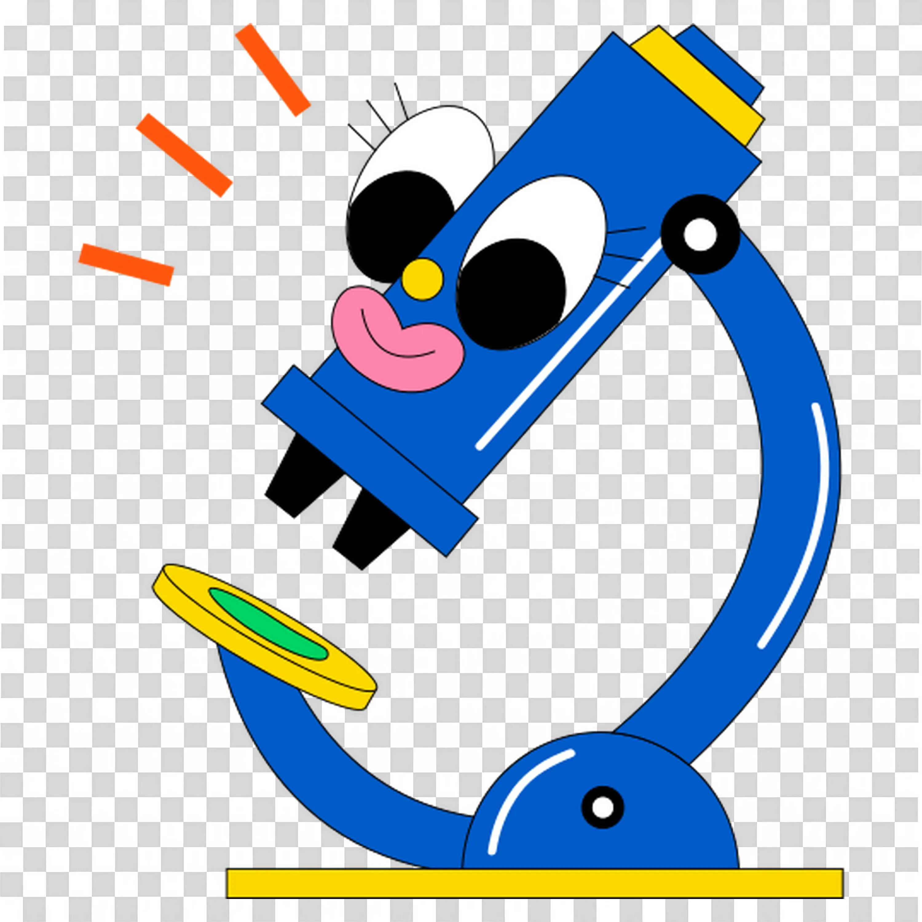 Cute Blue Microscope with a Smiling Face Cartoon Free Image
