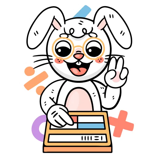 Cute bunny ready to learn with pencil and book PNG