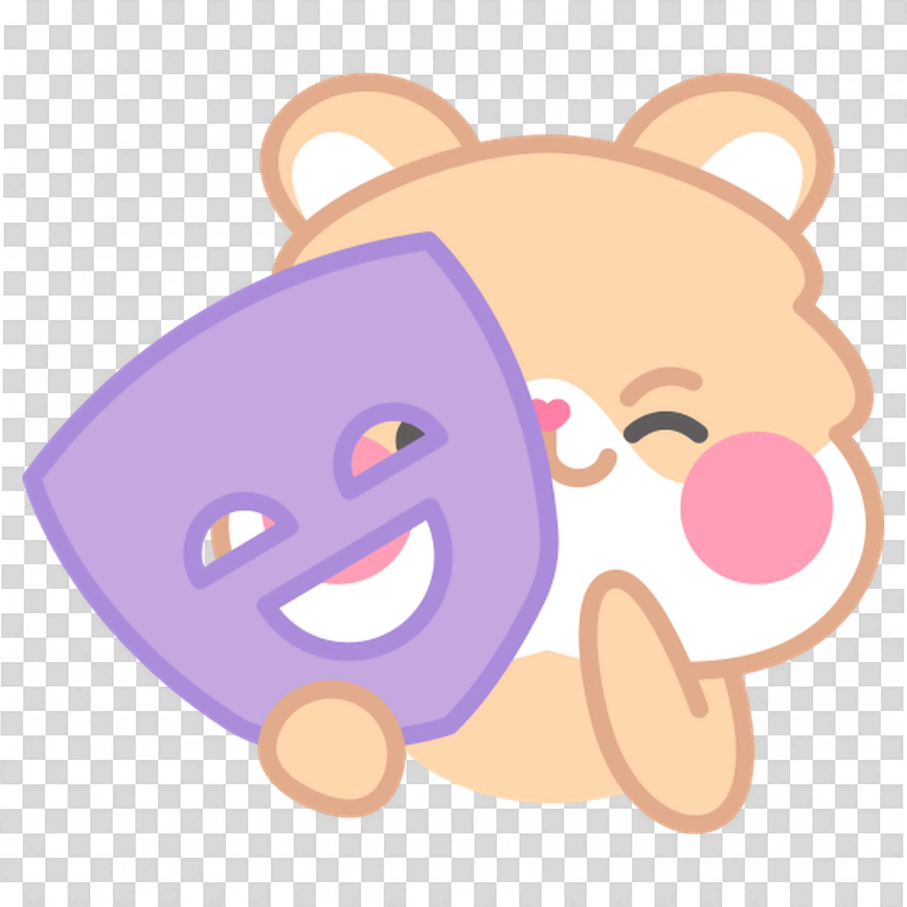 Cute Cartoon Bear Holding Comedy Theatrical Mask PNG Image