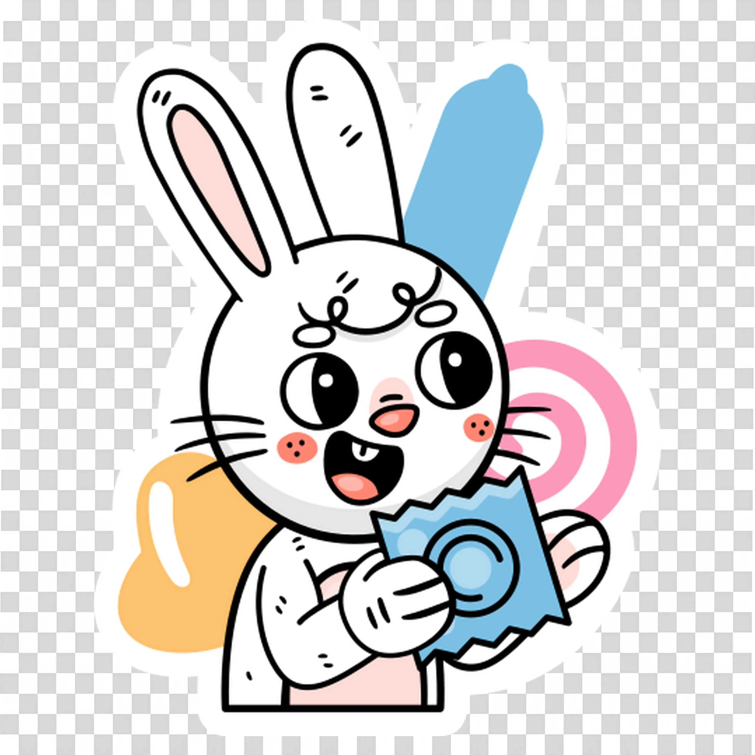Cute Cartoon Bunny Holding Candy Fun Kids Illustration Png