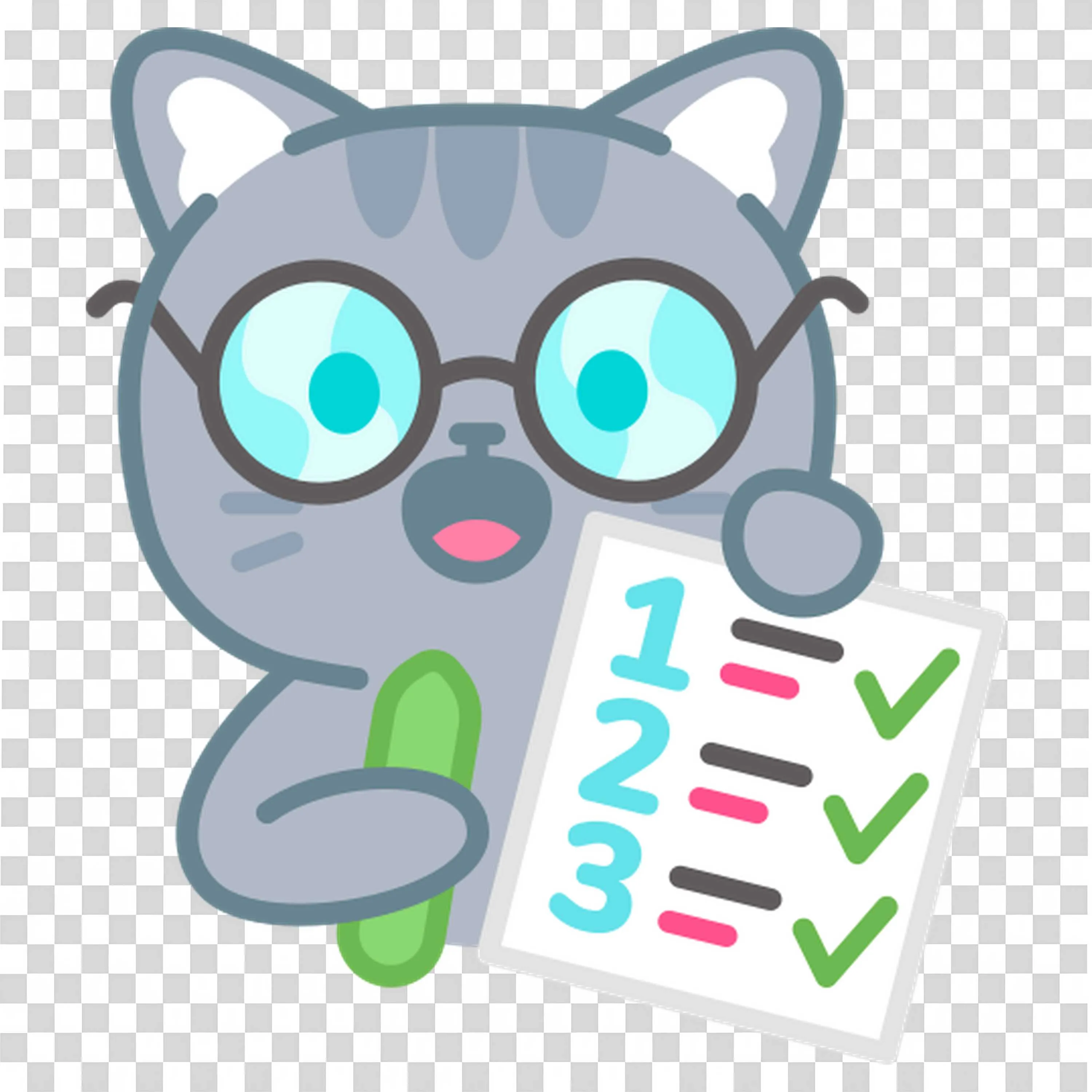 Cute Cartoon Cat Holding Checklist for Task Management Png