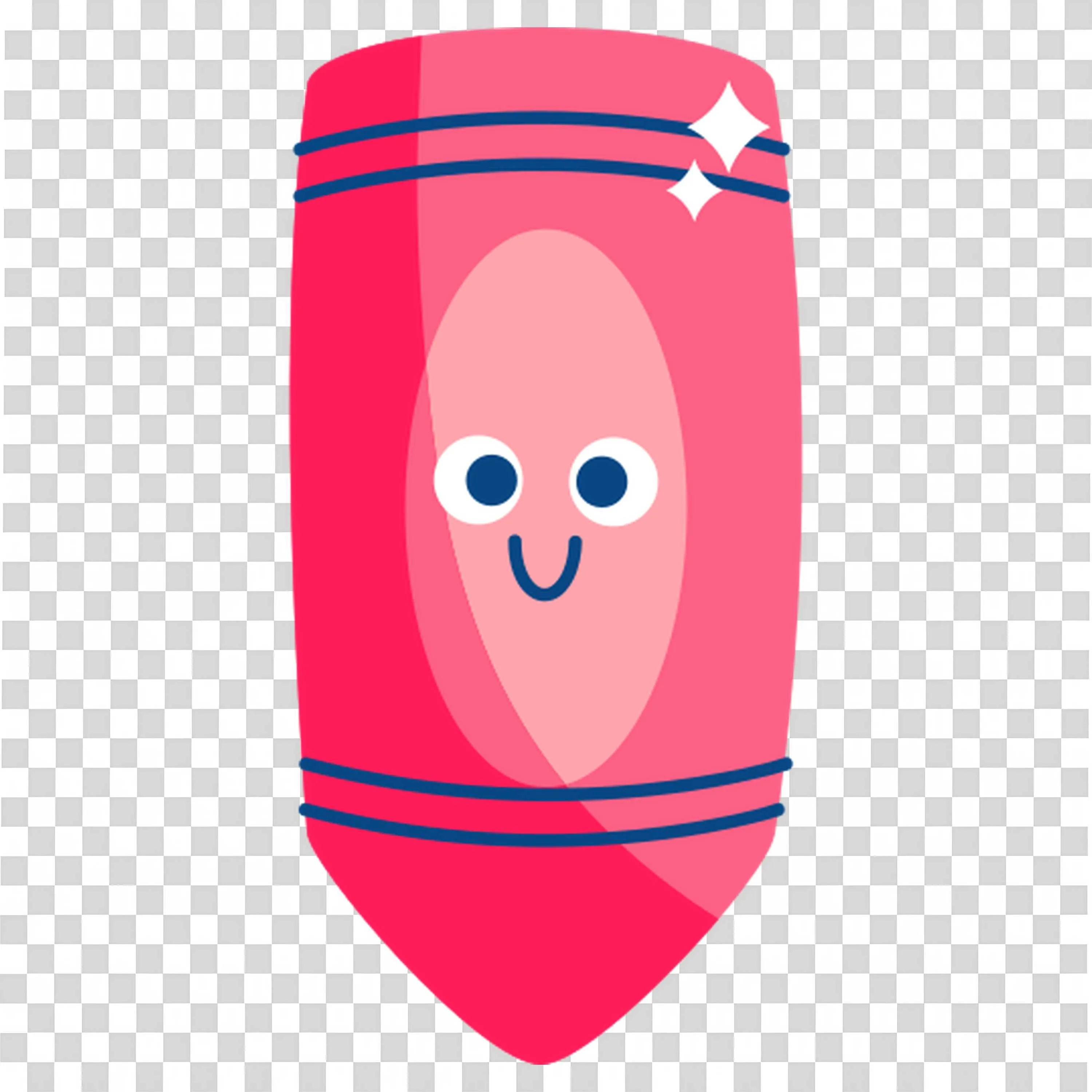 Cute Cartoon Crayon with Happy Face and Sparkles Shining