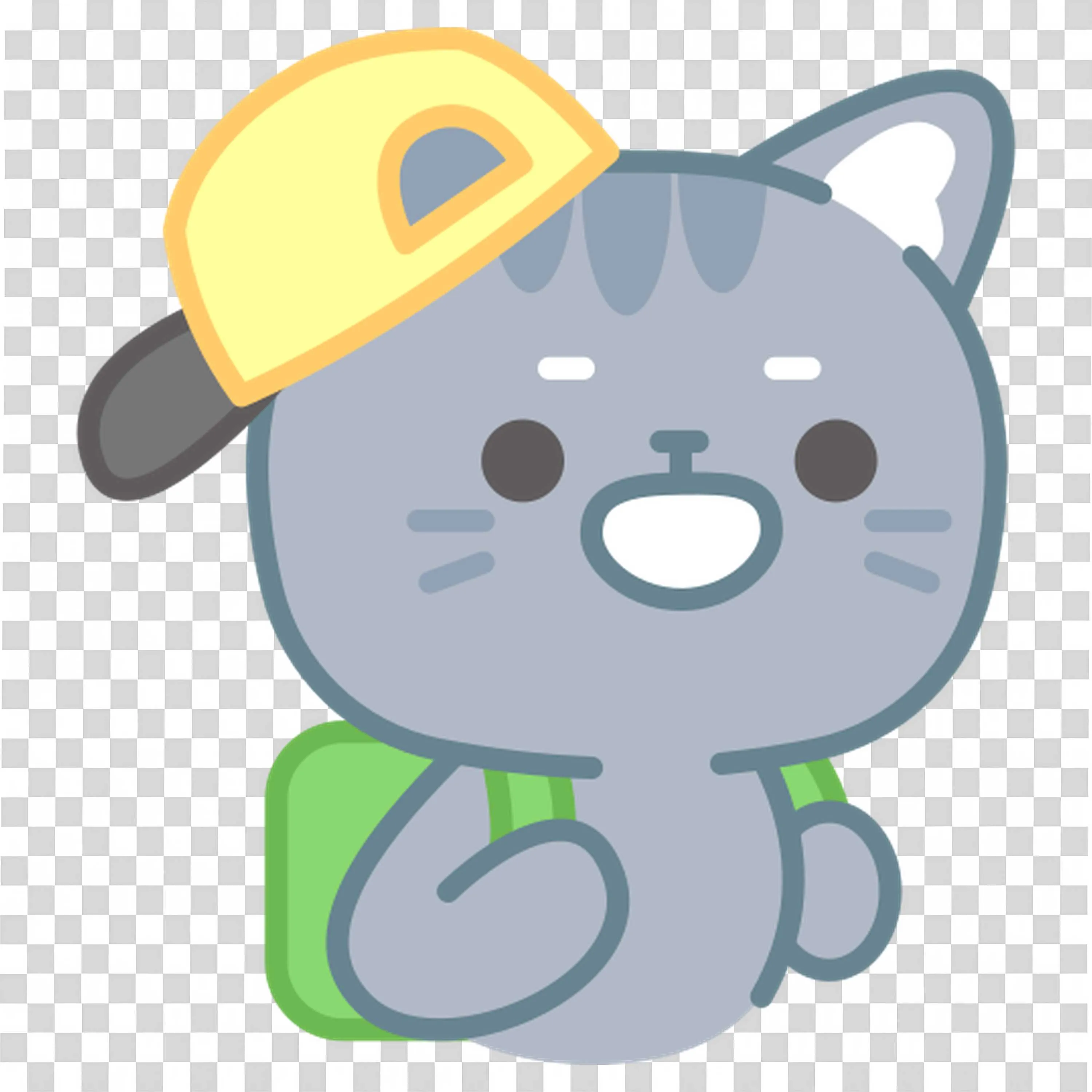 Cute Cat Wearing Cap and Backpack Ready for Adventure Png