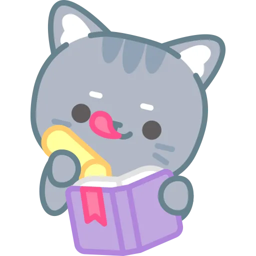 Cute Cat with Book Encourages Student Reading free PNG