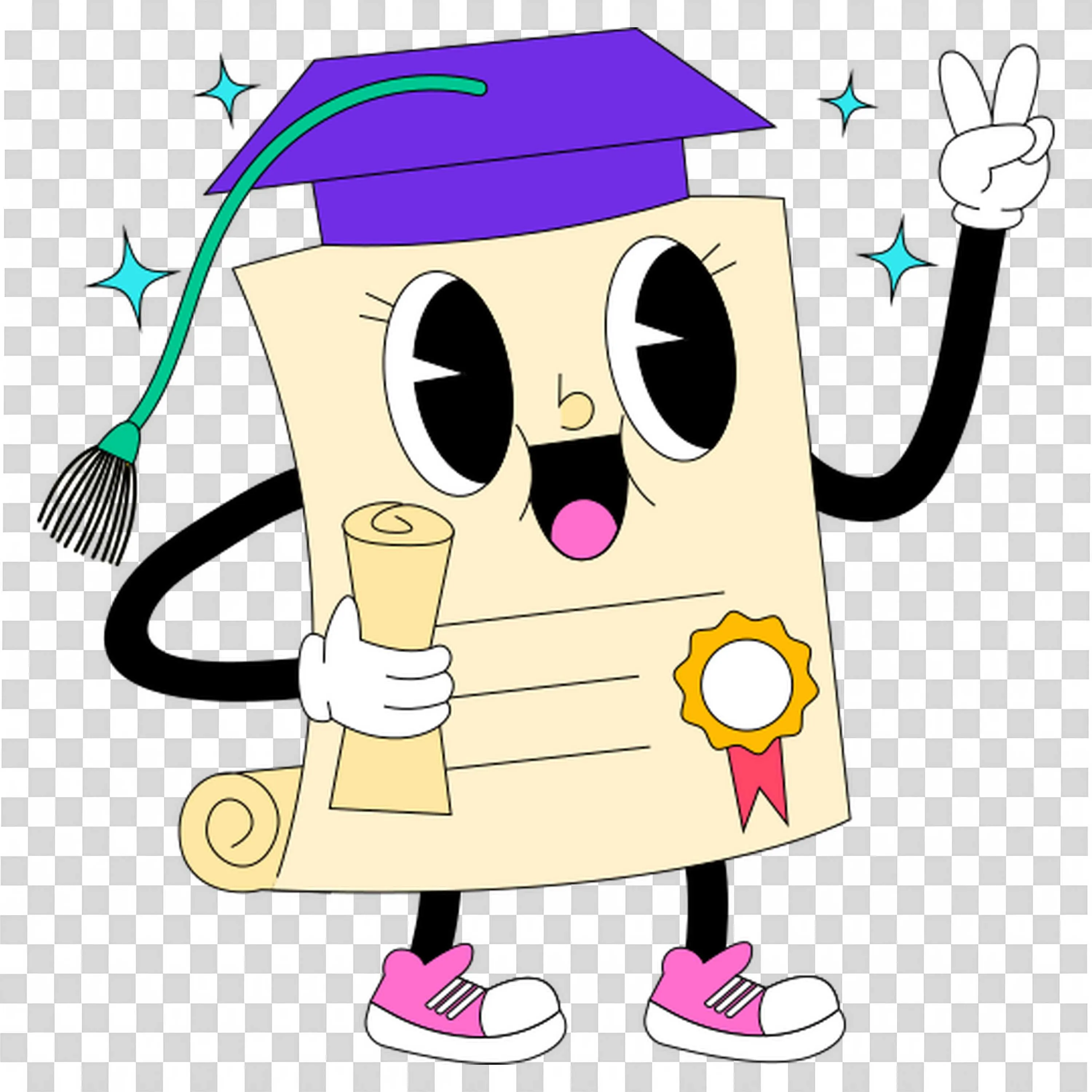 Cute Diploma Scroll with Graduation Cap and Diploma Png