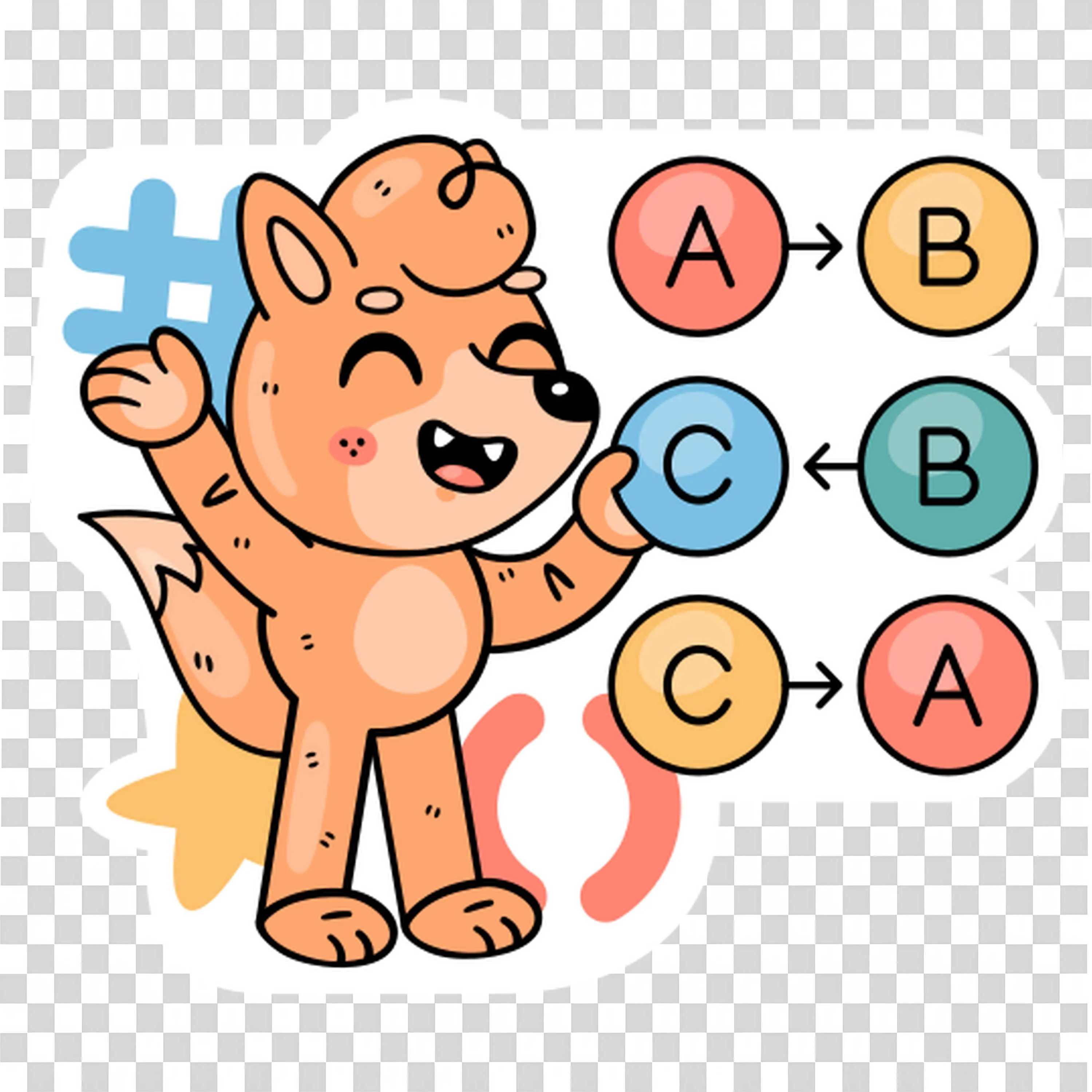 Cute Fox Explaining the Matching Pairs Concept Visually Png