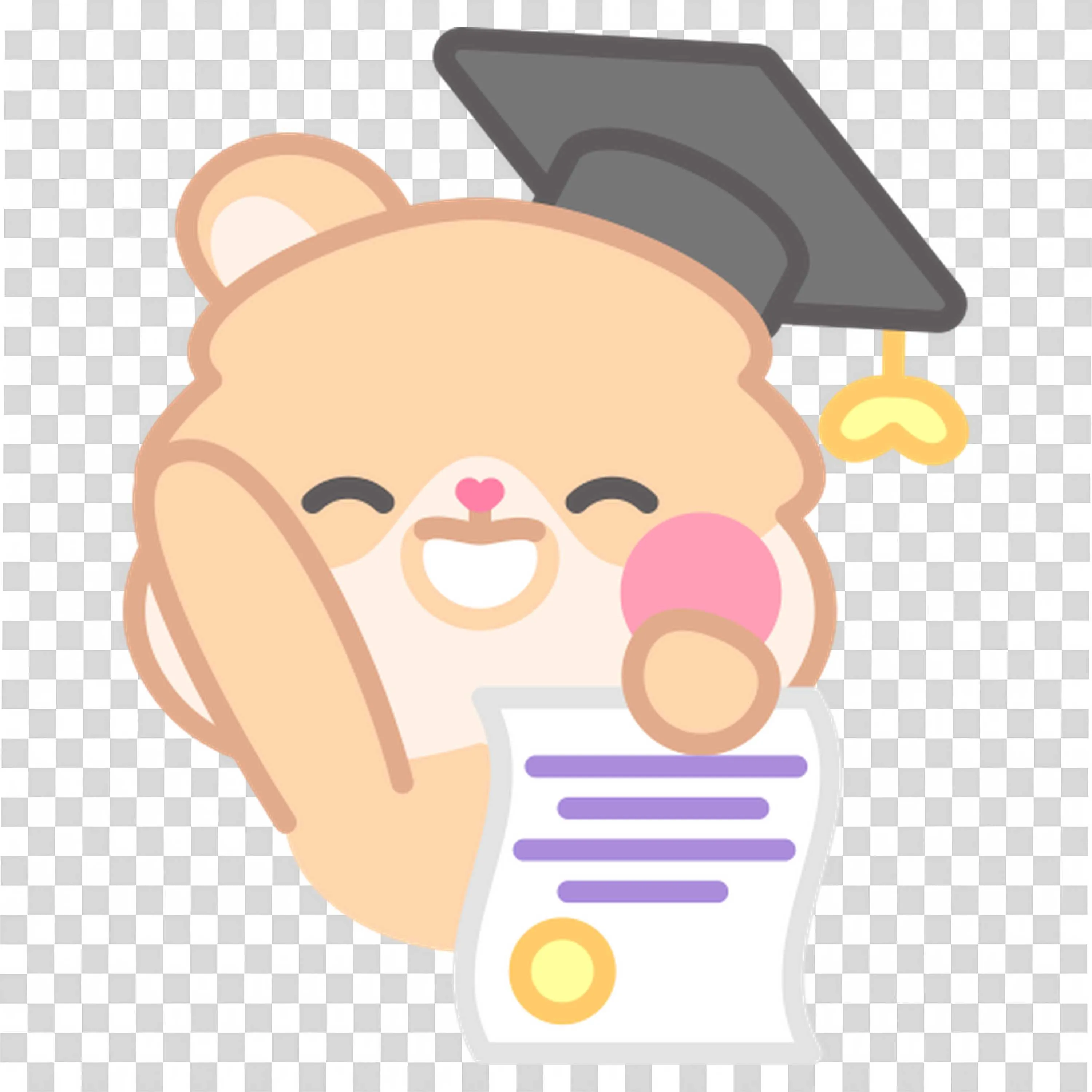 Cute Graduate Bear Holding Diploma with Cap Free PNG Image