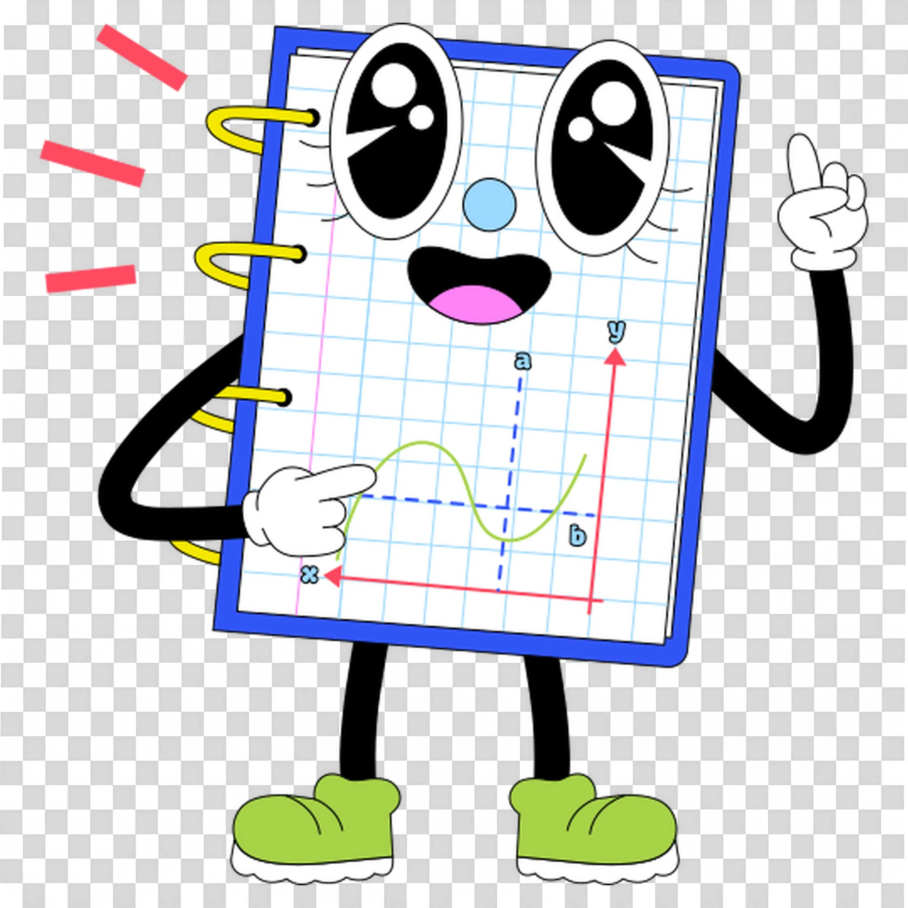 Cute Graph Paper Character Showing the Graph Plots PNG Image