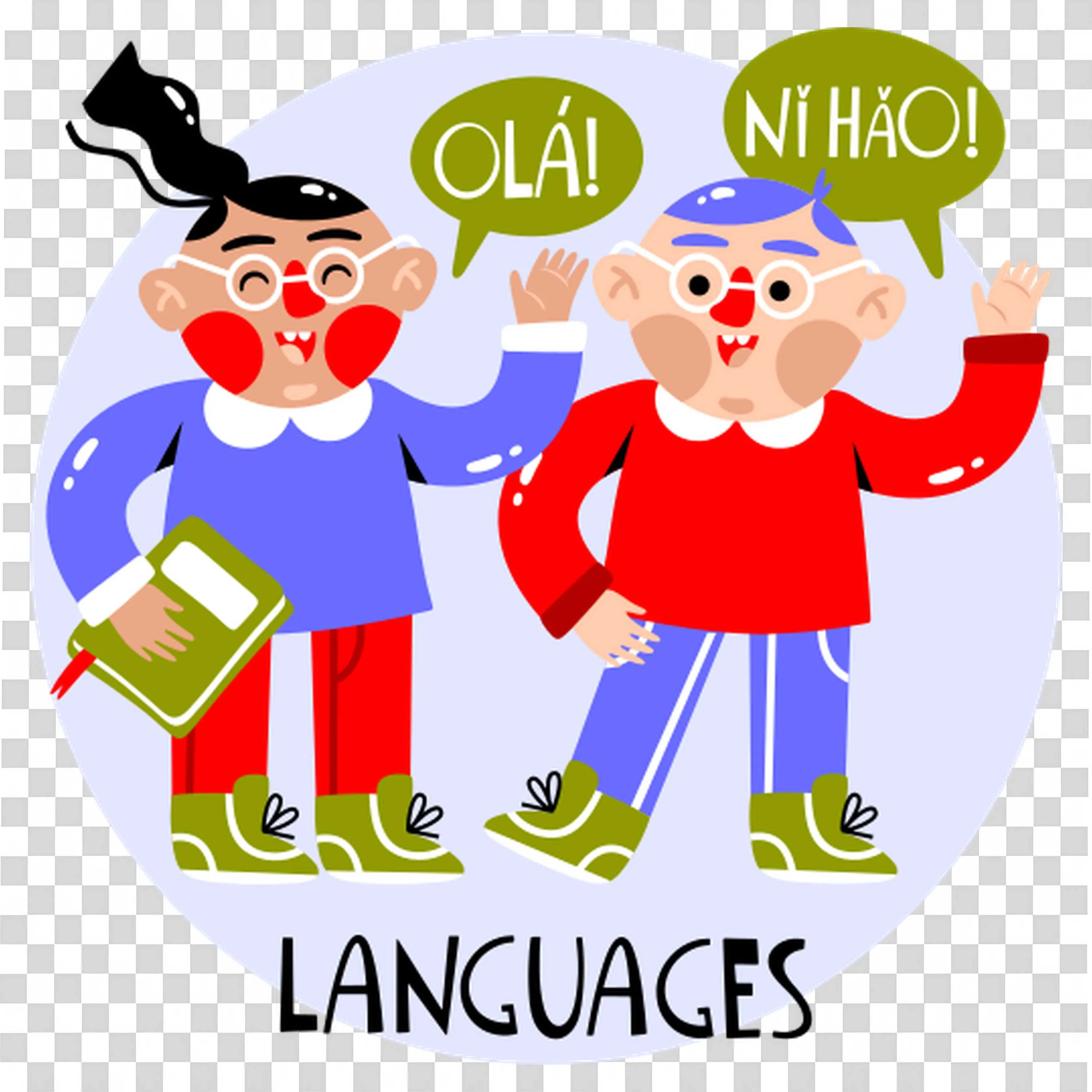 Cute Kids Greeting in Different Languages Free PNG Image