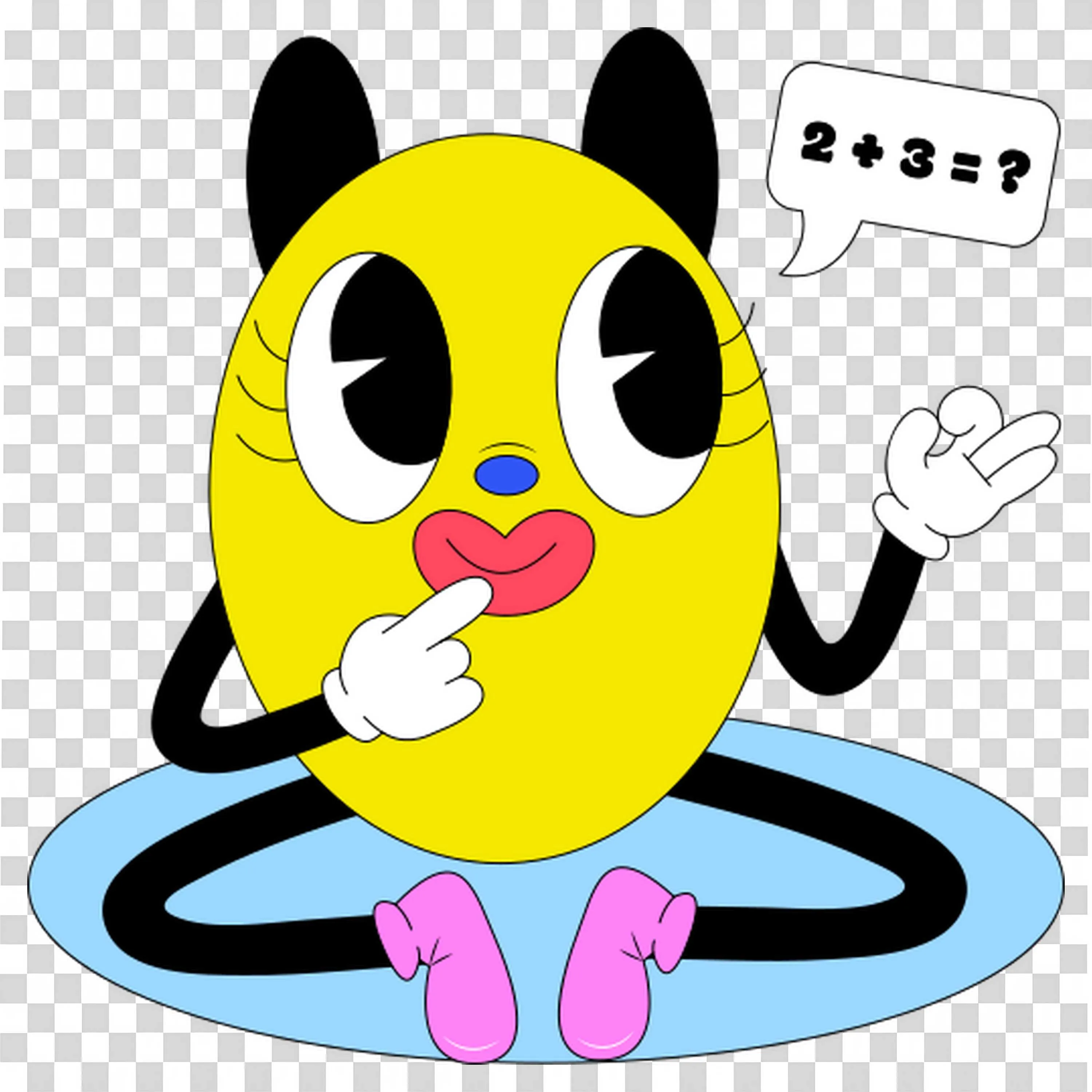 Cute Math Character Solving 2 Plus 3 Question Clipart Png