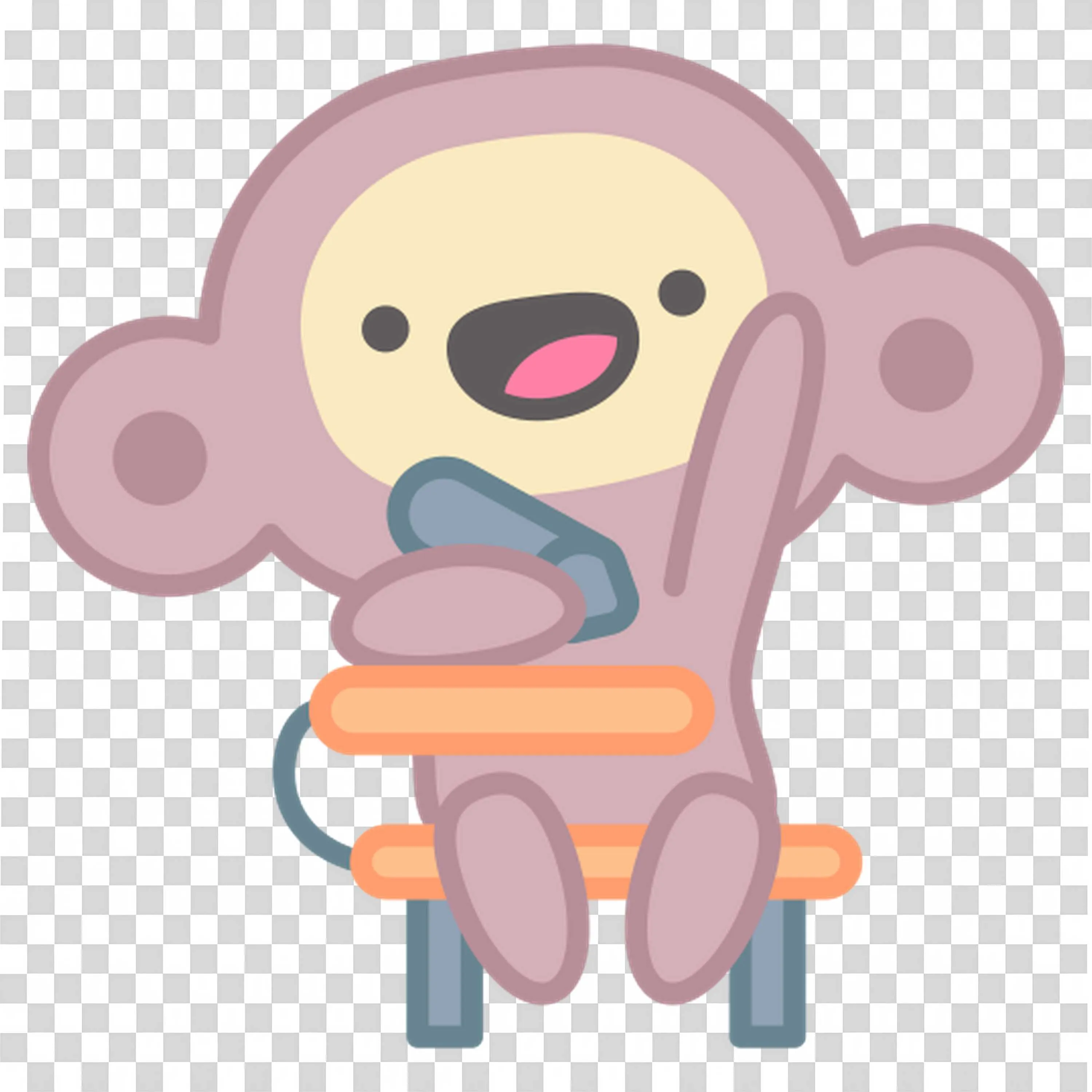 Cute Monkey Sitting at Desk Raising Hand for a Question