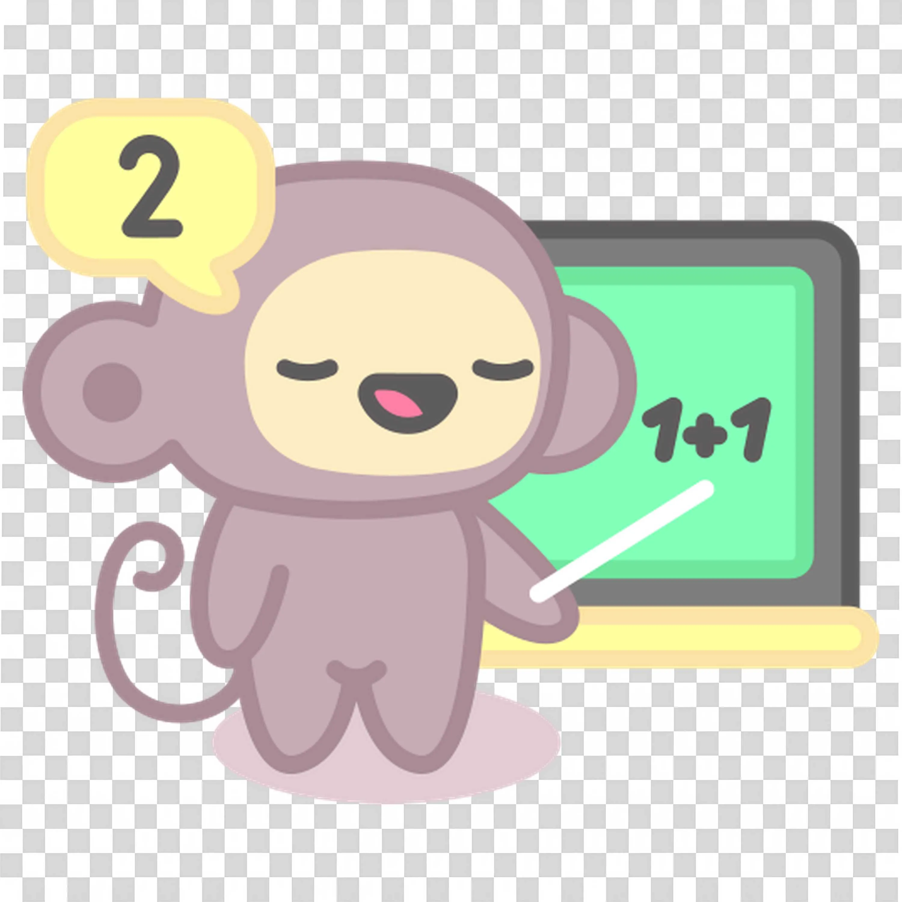 Cute Monkey Teaching a Simple Math Equation on Blackboard