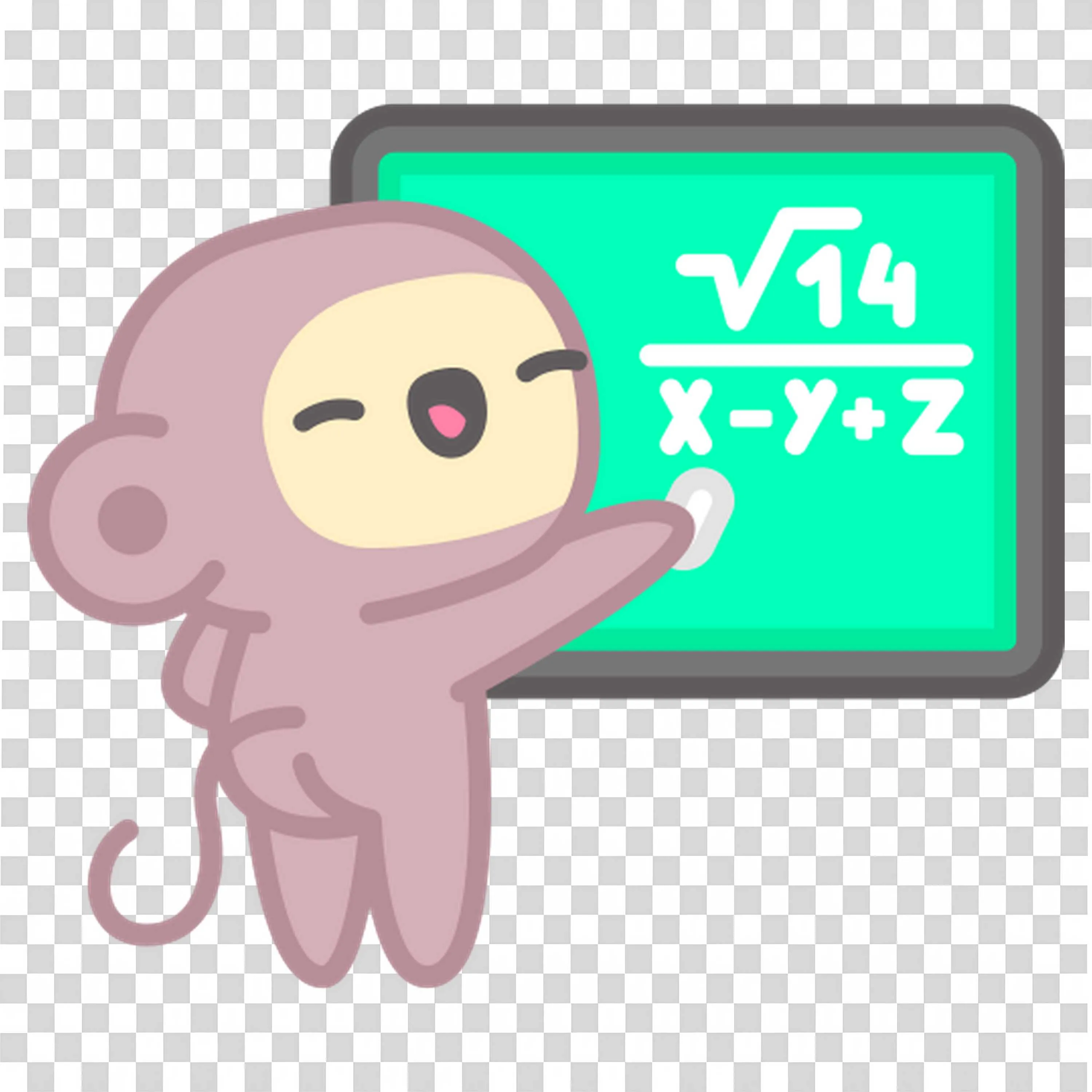 Cute Monkey Teaching Math with Chalkboard Illustration Png