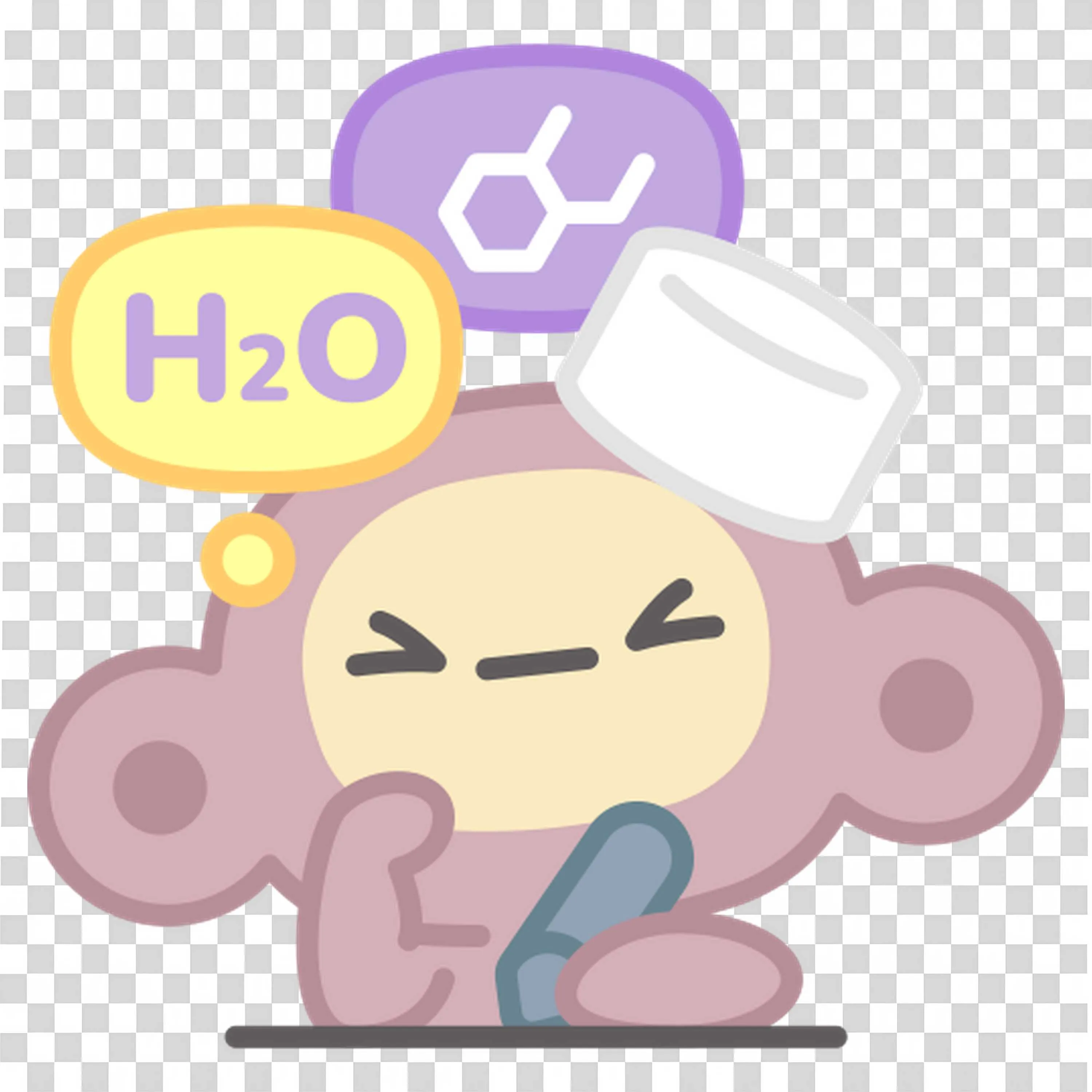 Cute Monkey Thinking About Science and the Formula H2O Png