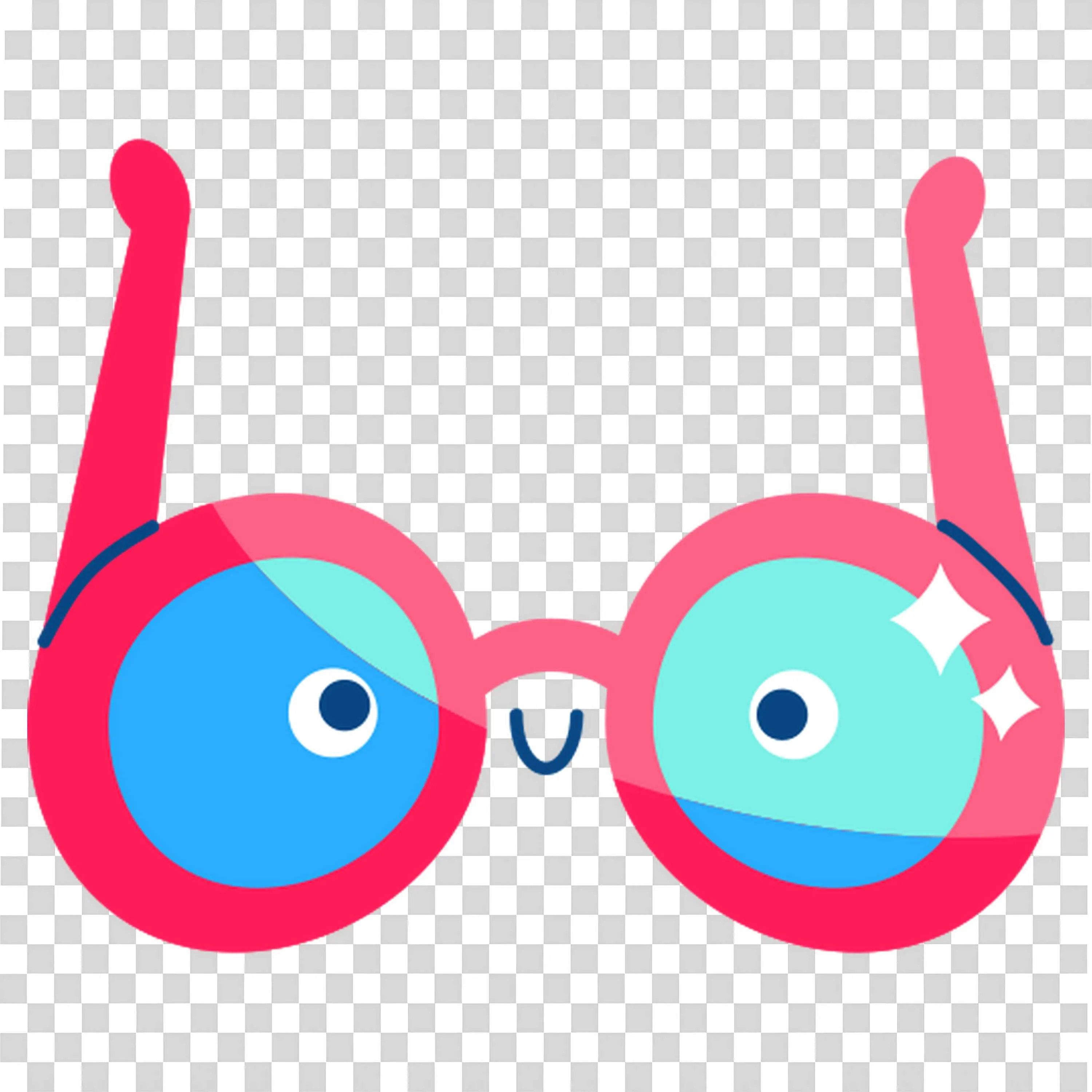 Cute Pink Glass Character with Shining Lenses Free PNG Image