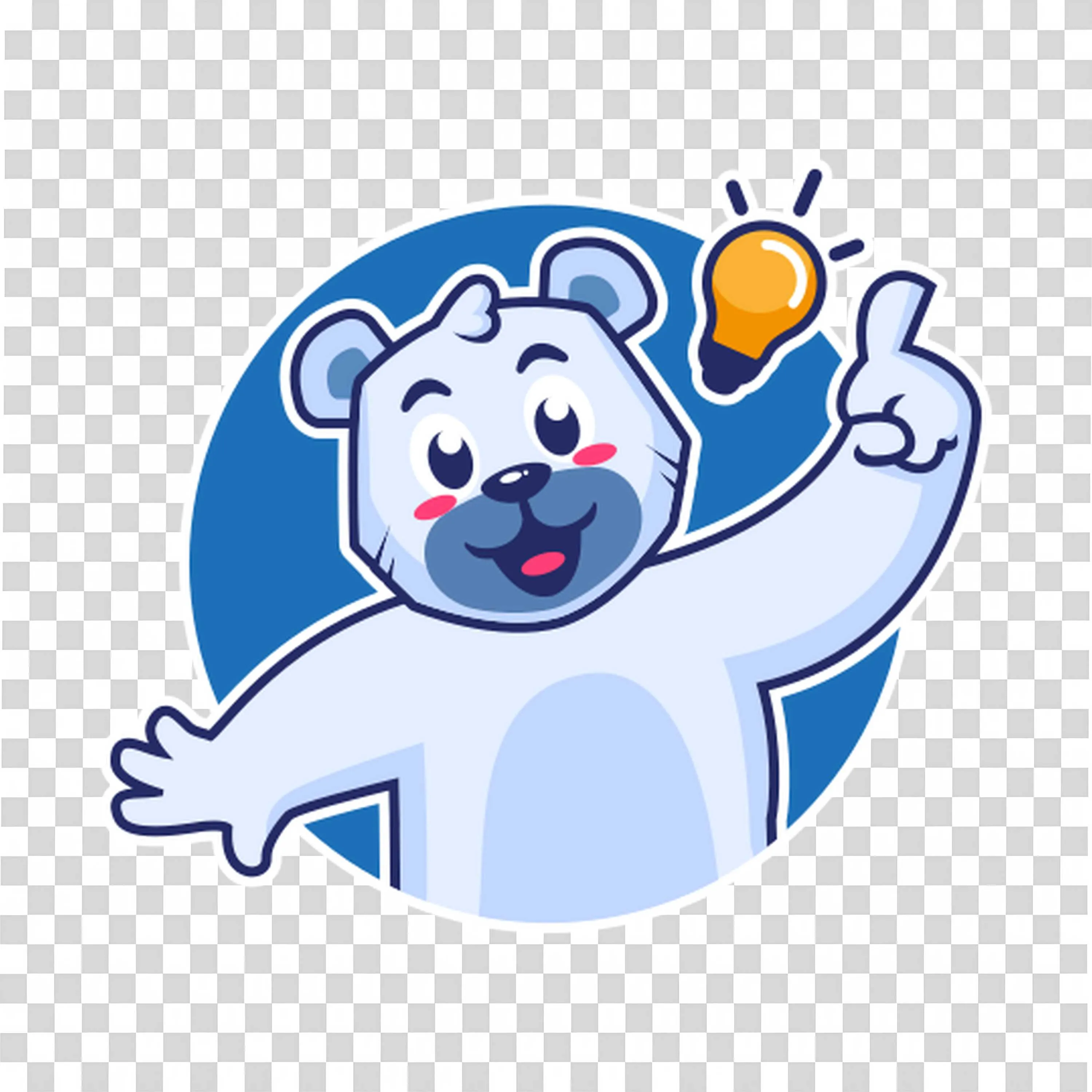 Cute Polar Bear with An Idea Light Bulb Above Its Head Png