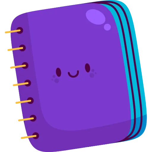 Cute purple notebook with smiling face for school work