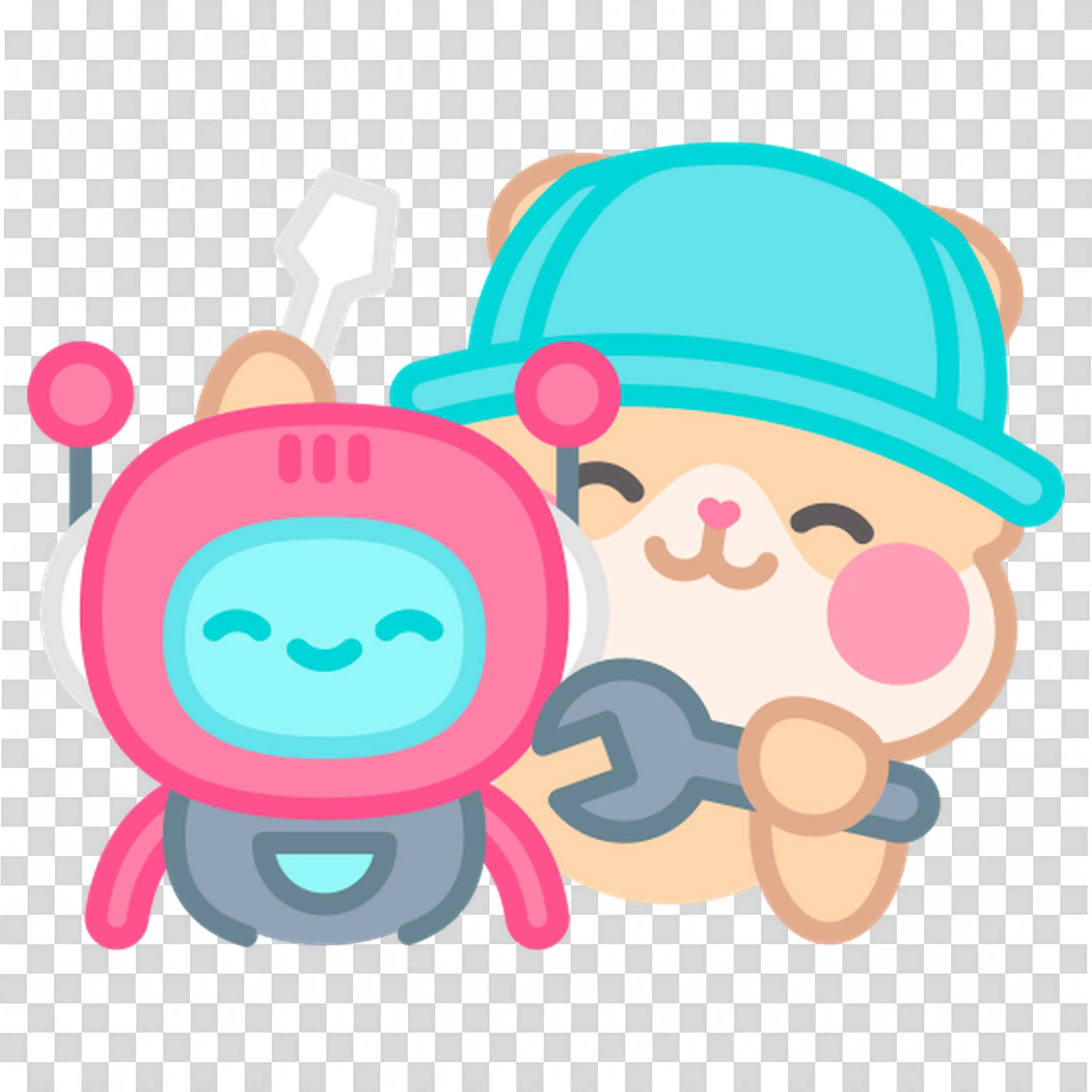 Cute Robot and Smiling Dog in a Friendly Happy Pose Png