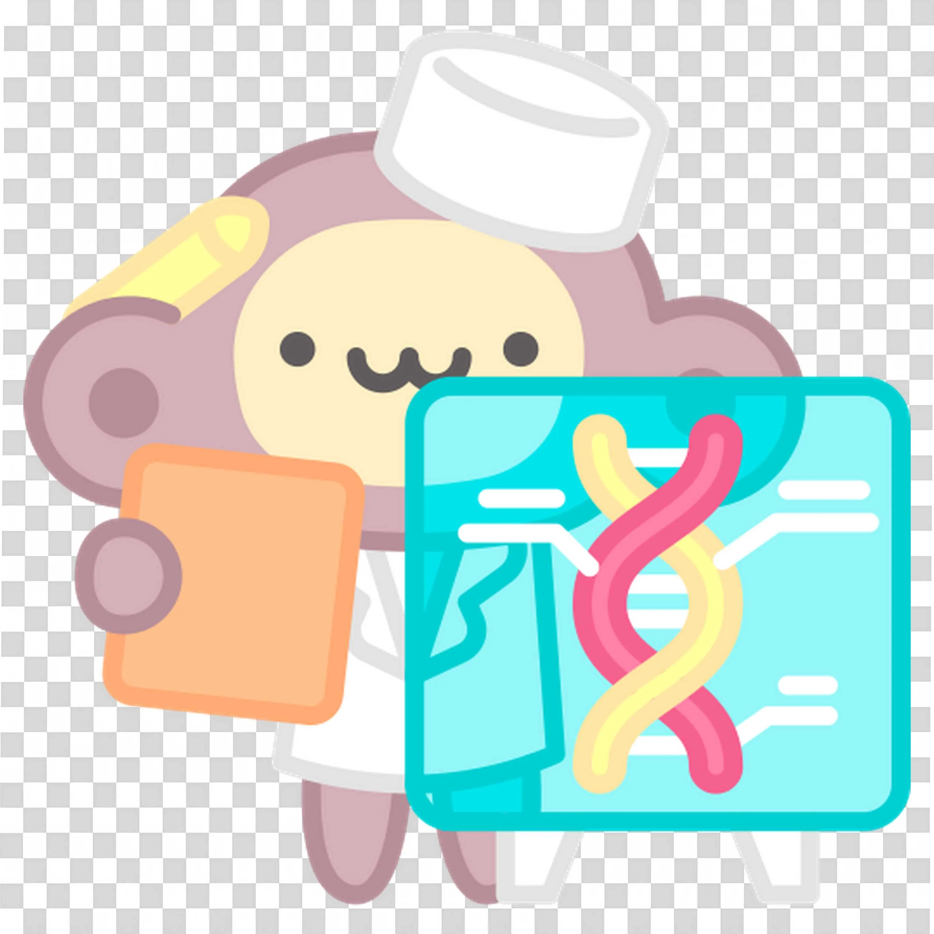 Cute Scientist Monkey Explaining Dna Structure on Board Png