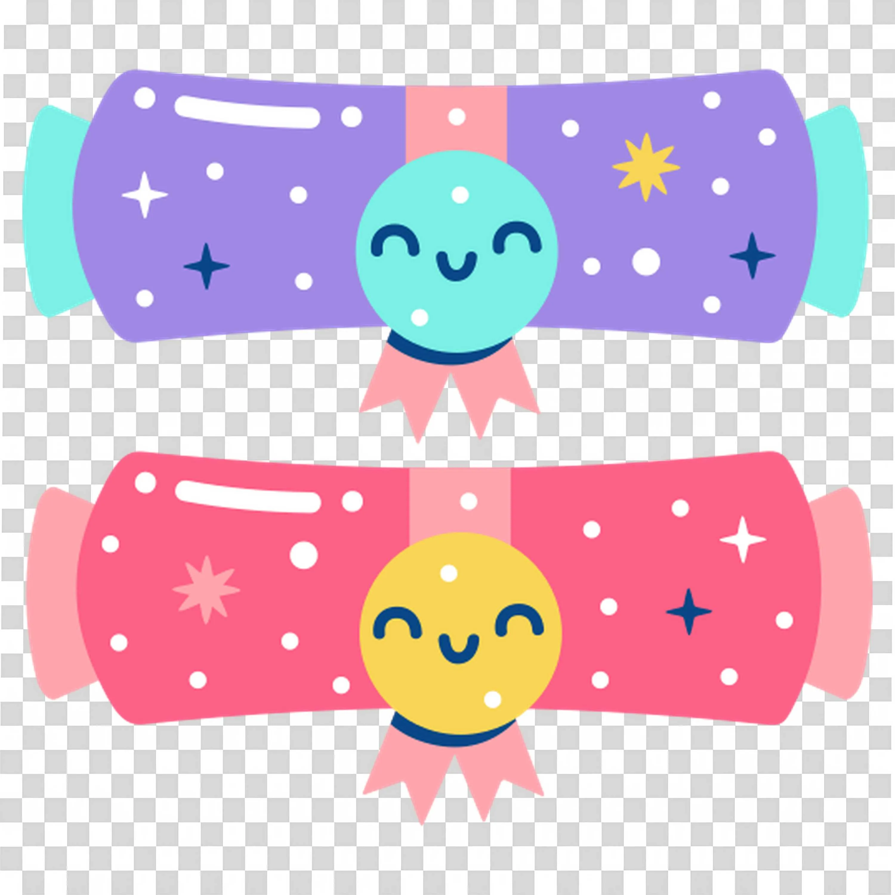 Cute Smiling Diplomas with Stars and Ribbons Celebration
