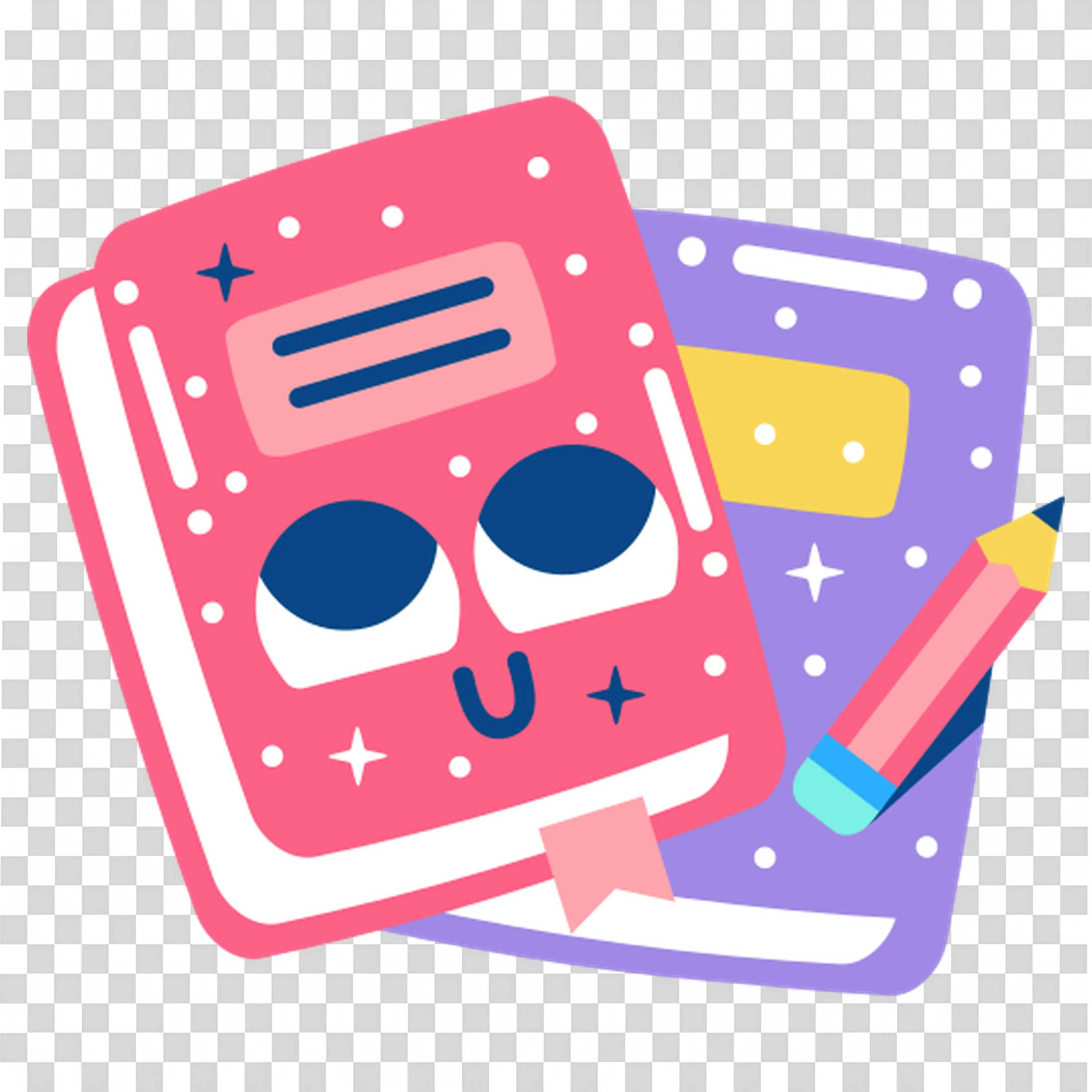 Cute Smiling Notebooks with Pencil Cartoon School Supplies