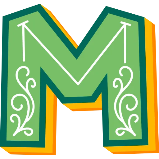 Decorative letter M representing alphabet learning