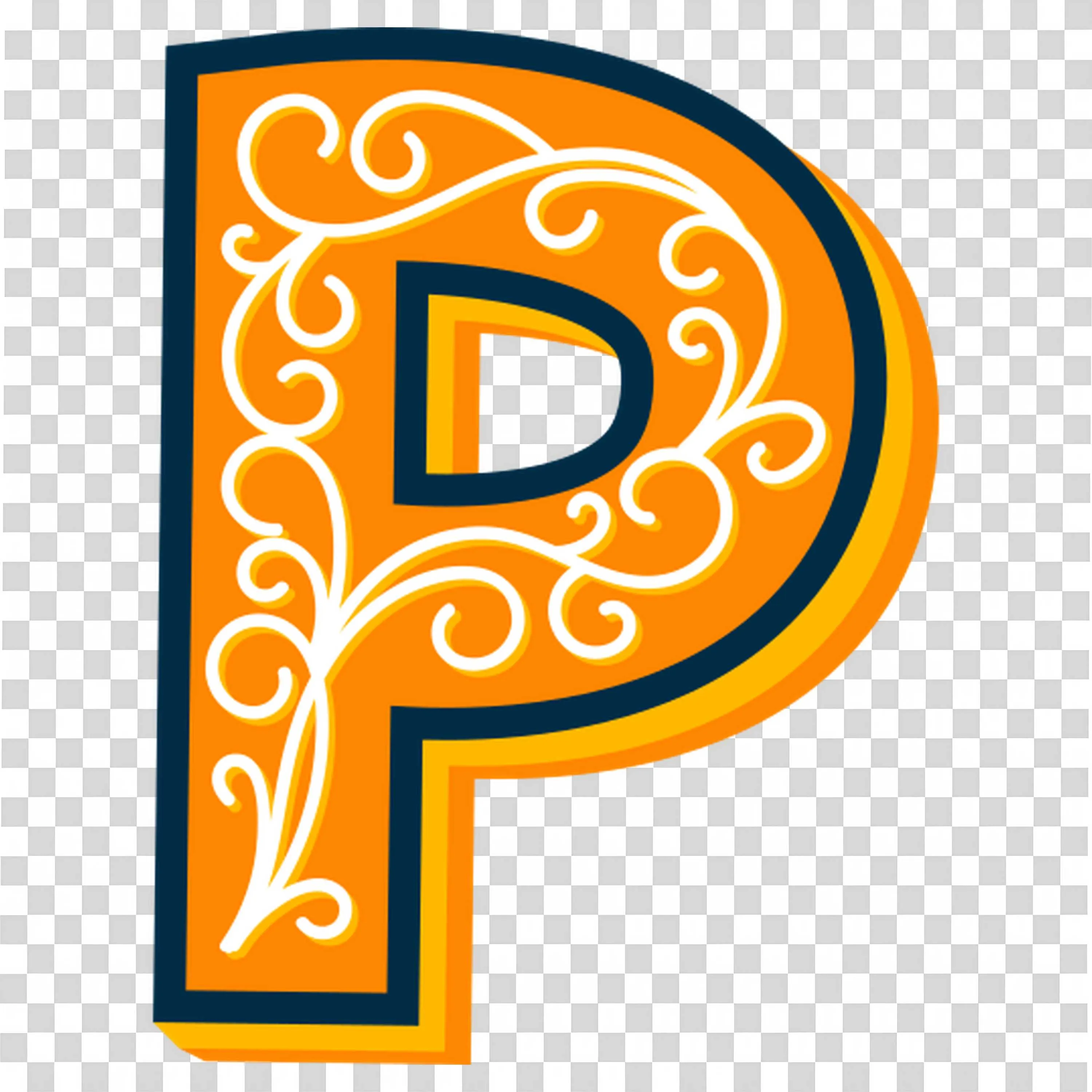 Decorative Letter P with Intricate Design and Bright Colours
