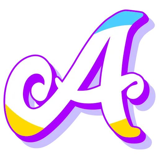 Decorative Purple Letter A with Yellow Highlight Outline