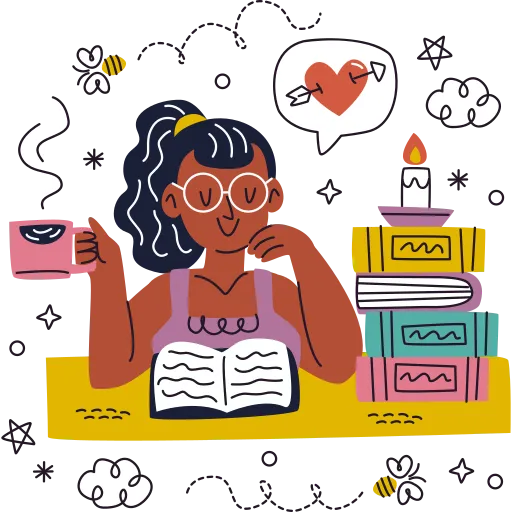 Discover Joy in Books with Fun Study Characters PNG