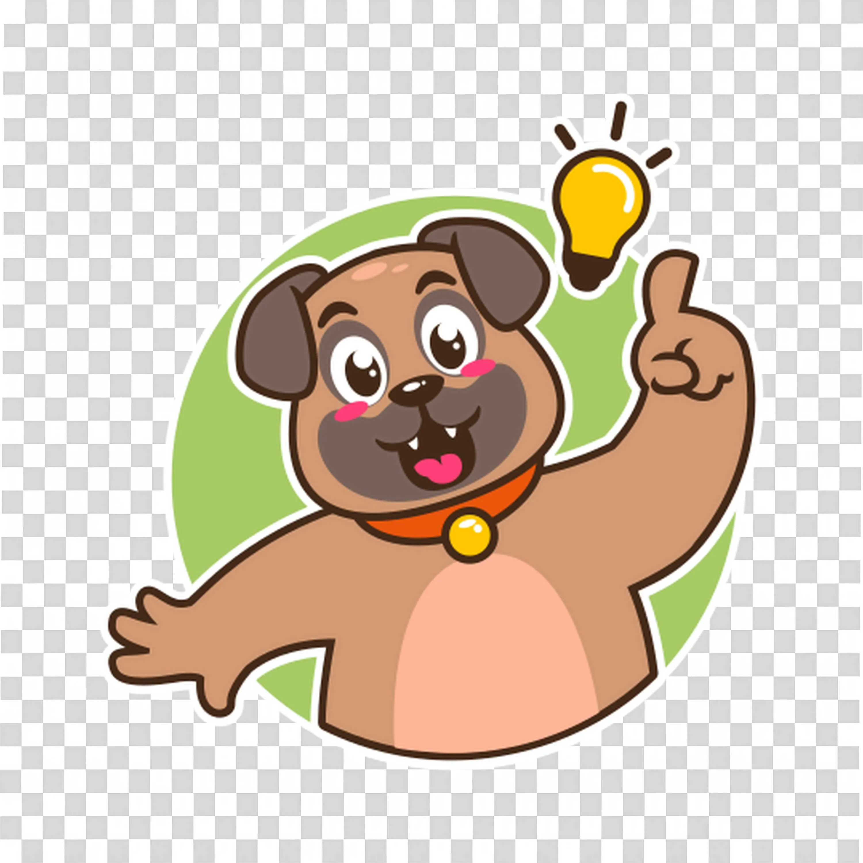 Dog with Bright Idea and Light Bulb Illustration Free Png