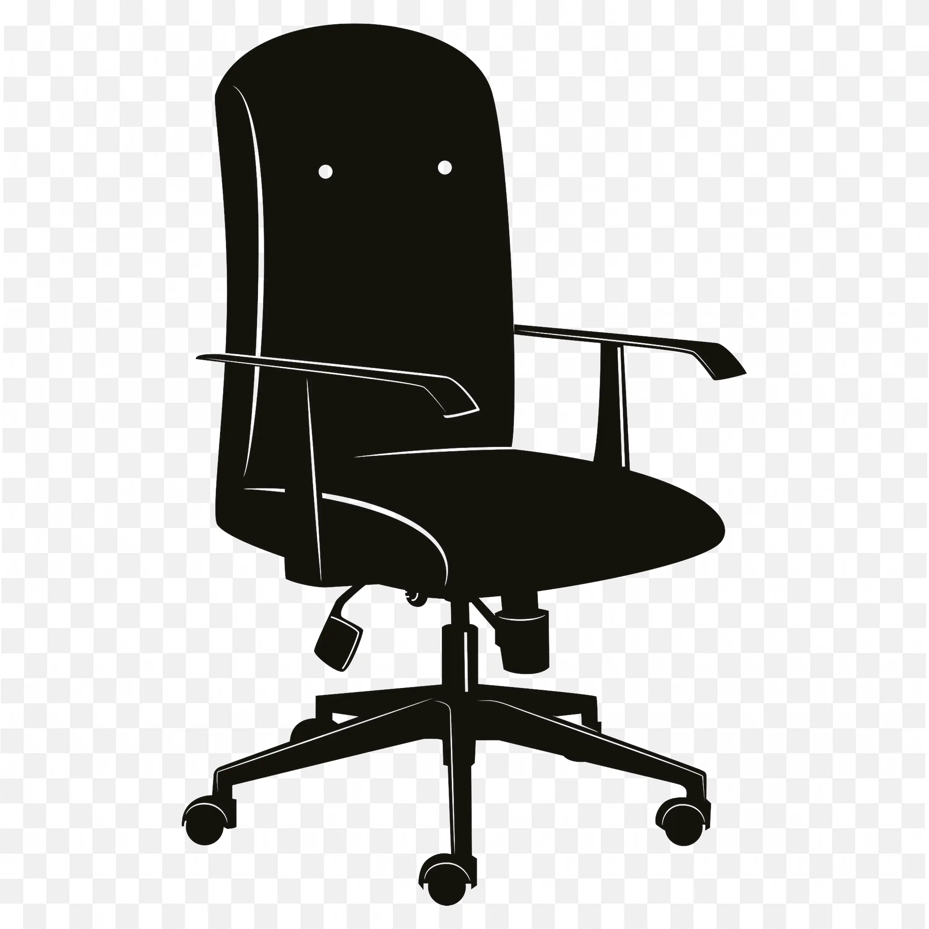 Download the Black Colour Visual of a Office Wheelchair PNG