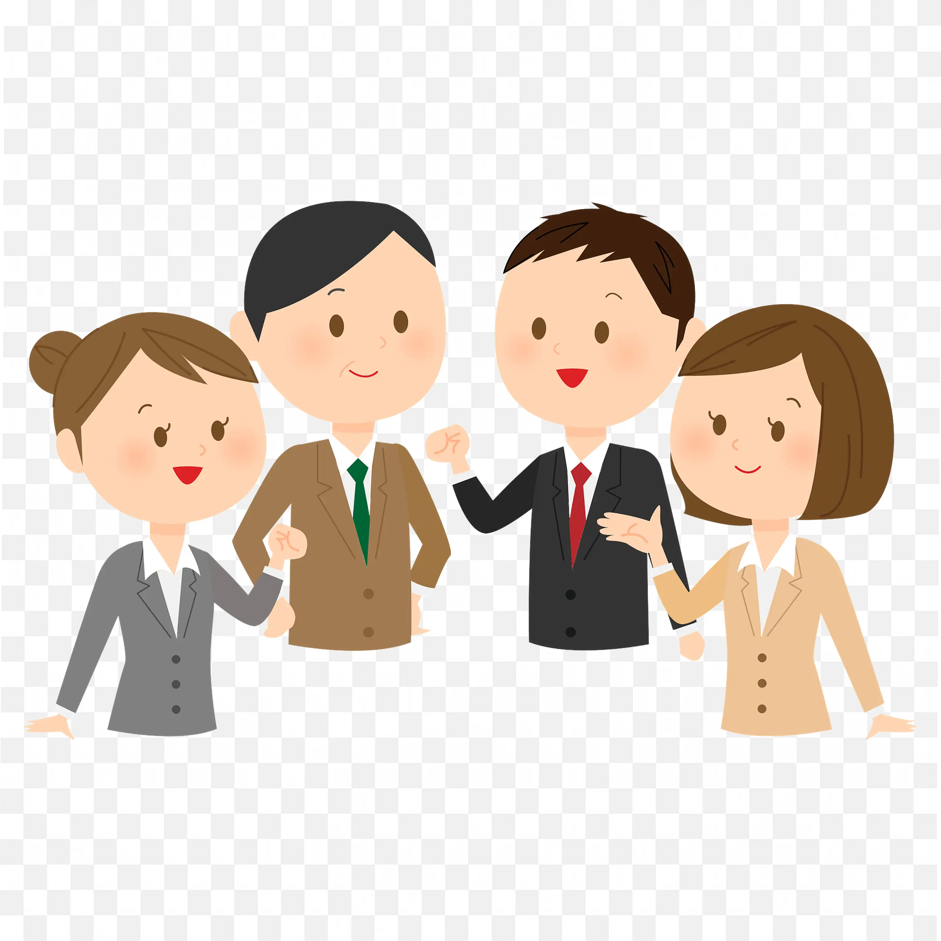 Download Happy Workers Standing Together as One Team PNG