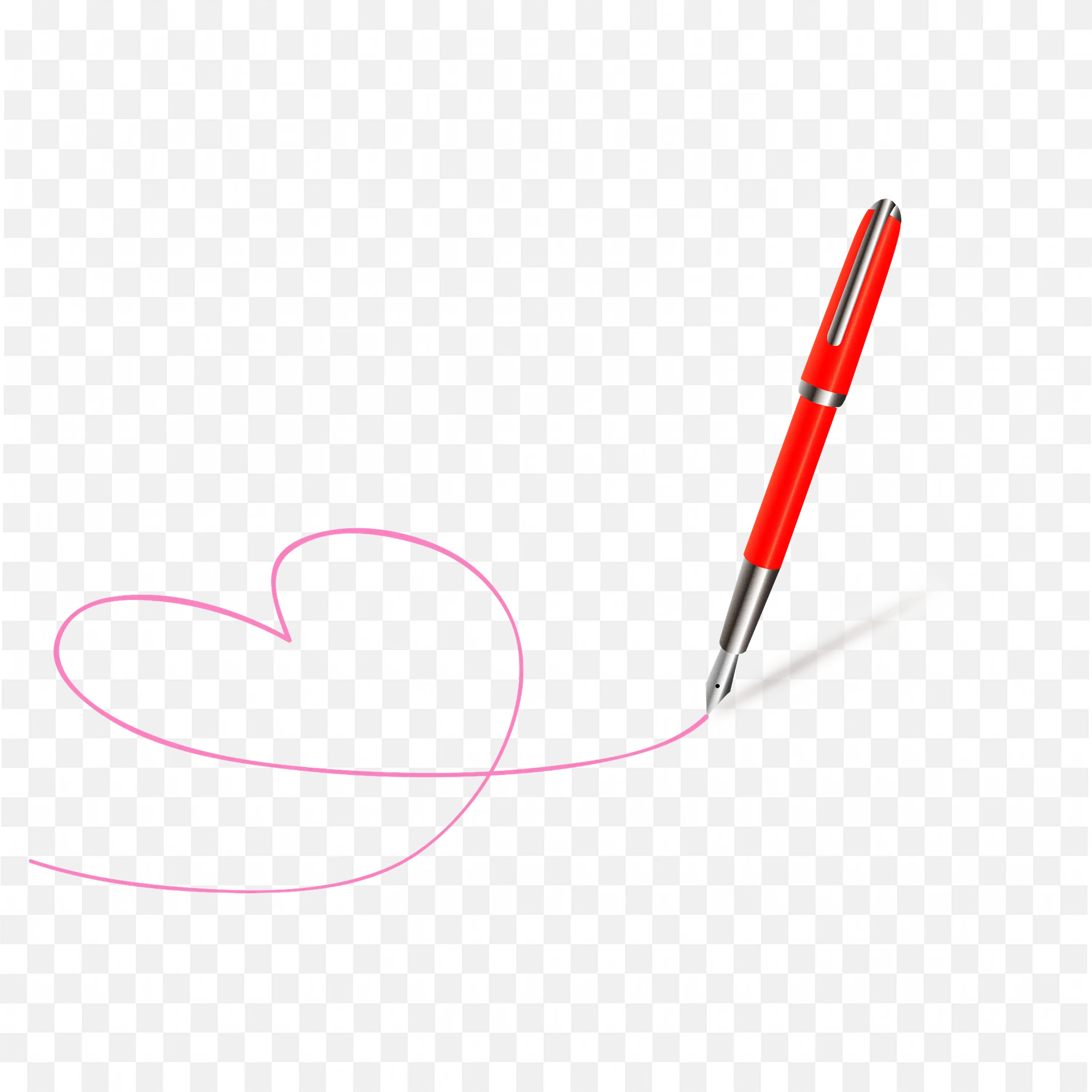 Download Red Fountain Pen Drawing Pink Heart PNG Free