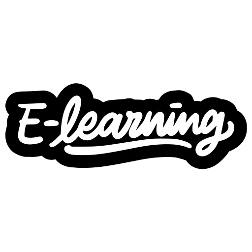E Learning Text in Bold White Letters on Black Shape