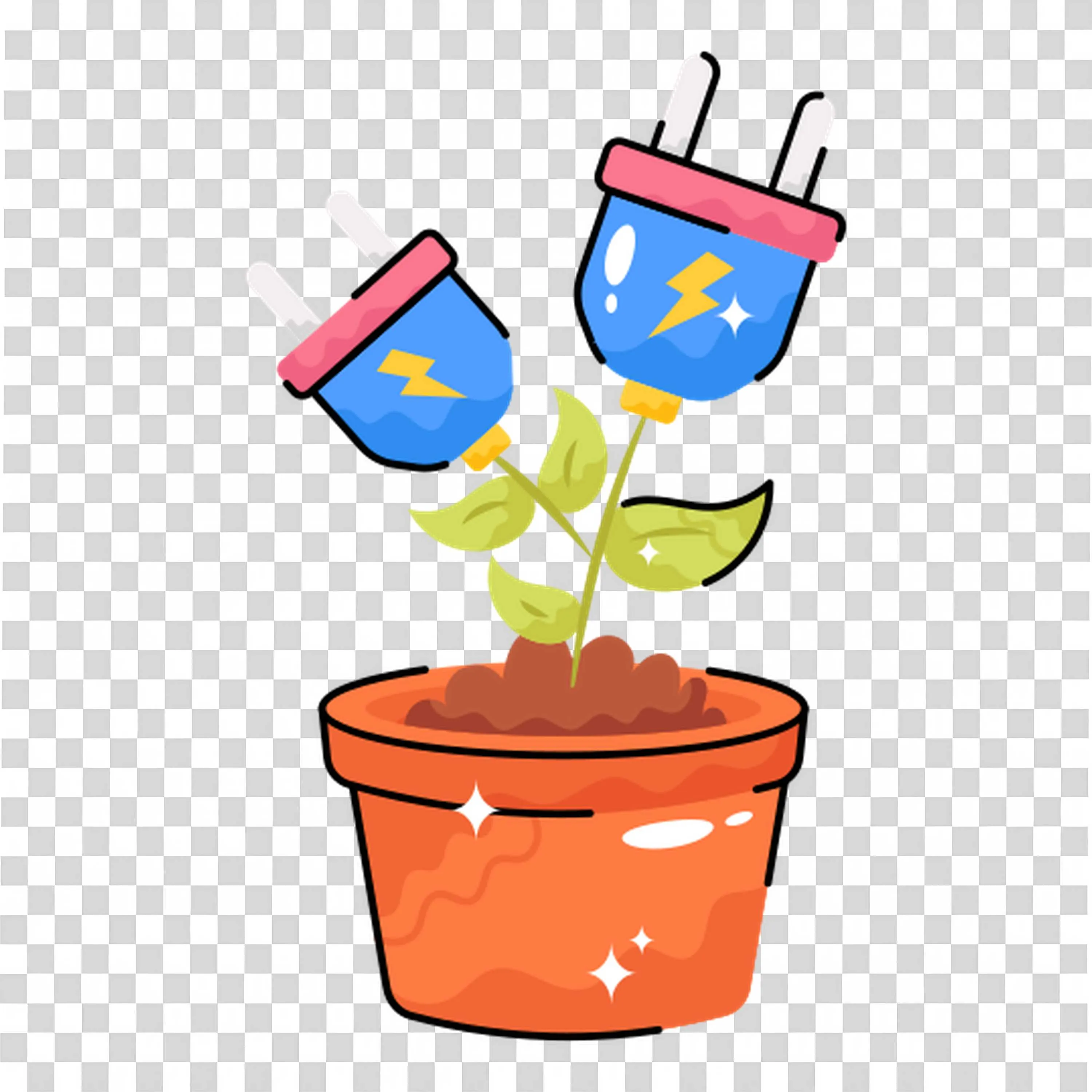 Eco Friendly Plug Plant in a Pot Illustration PNG Image