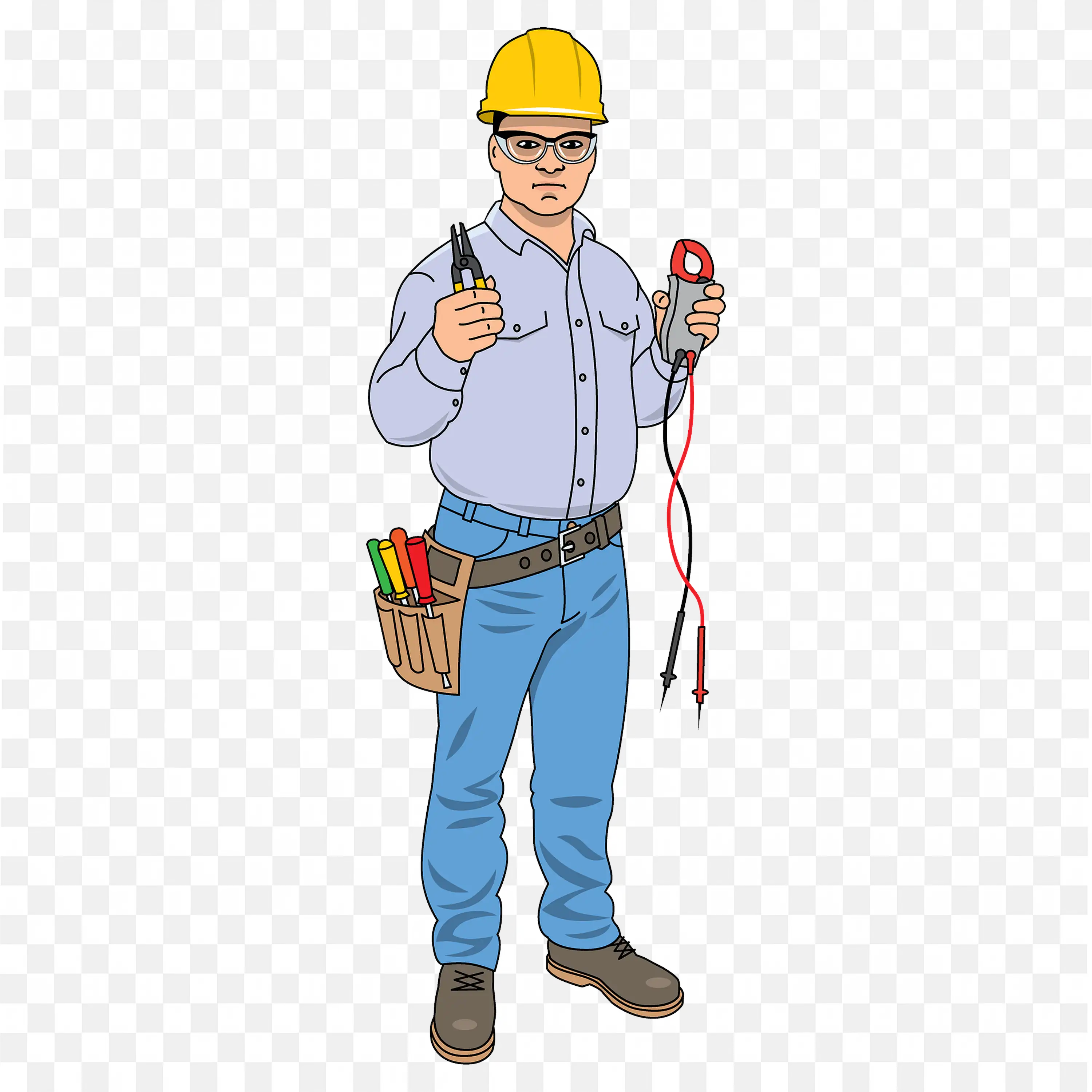 Electrician with Tools Ready for Expert Repairs Free PNG