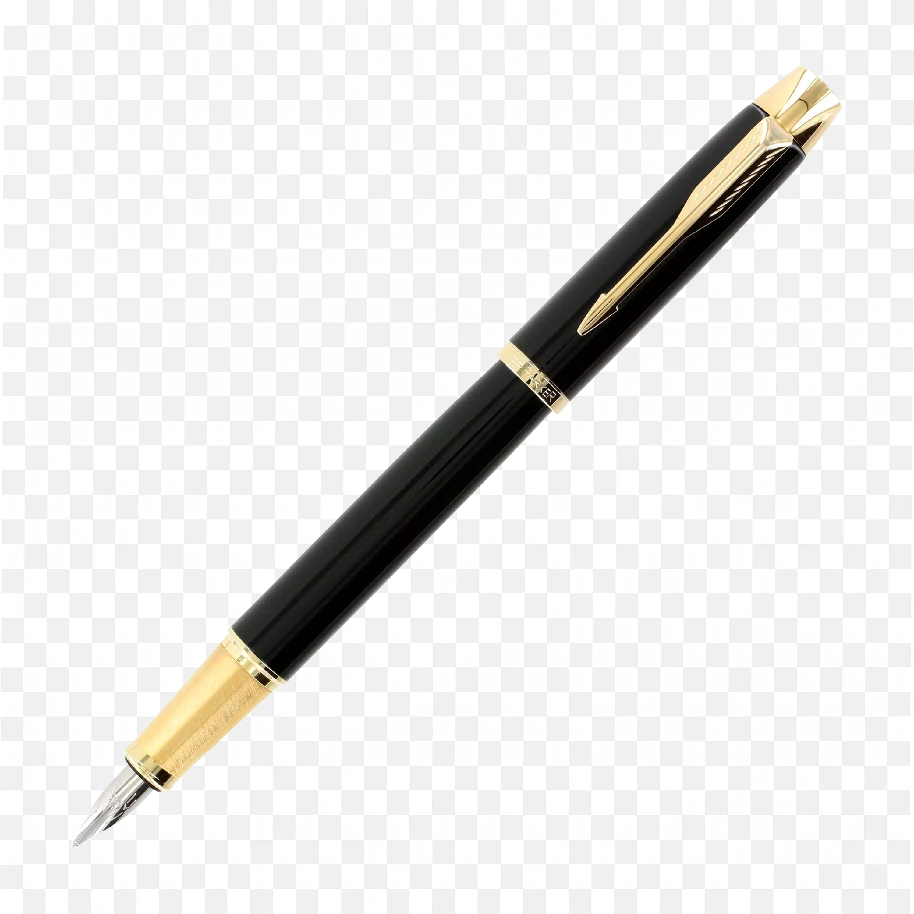Elegant Black and Gold Fountain Pen Free PNG Image Download