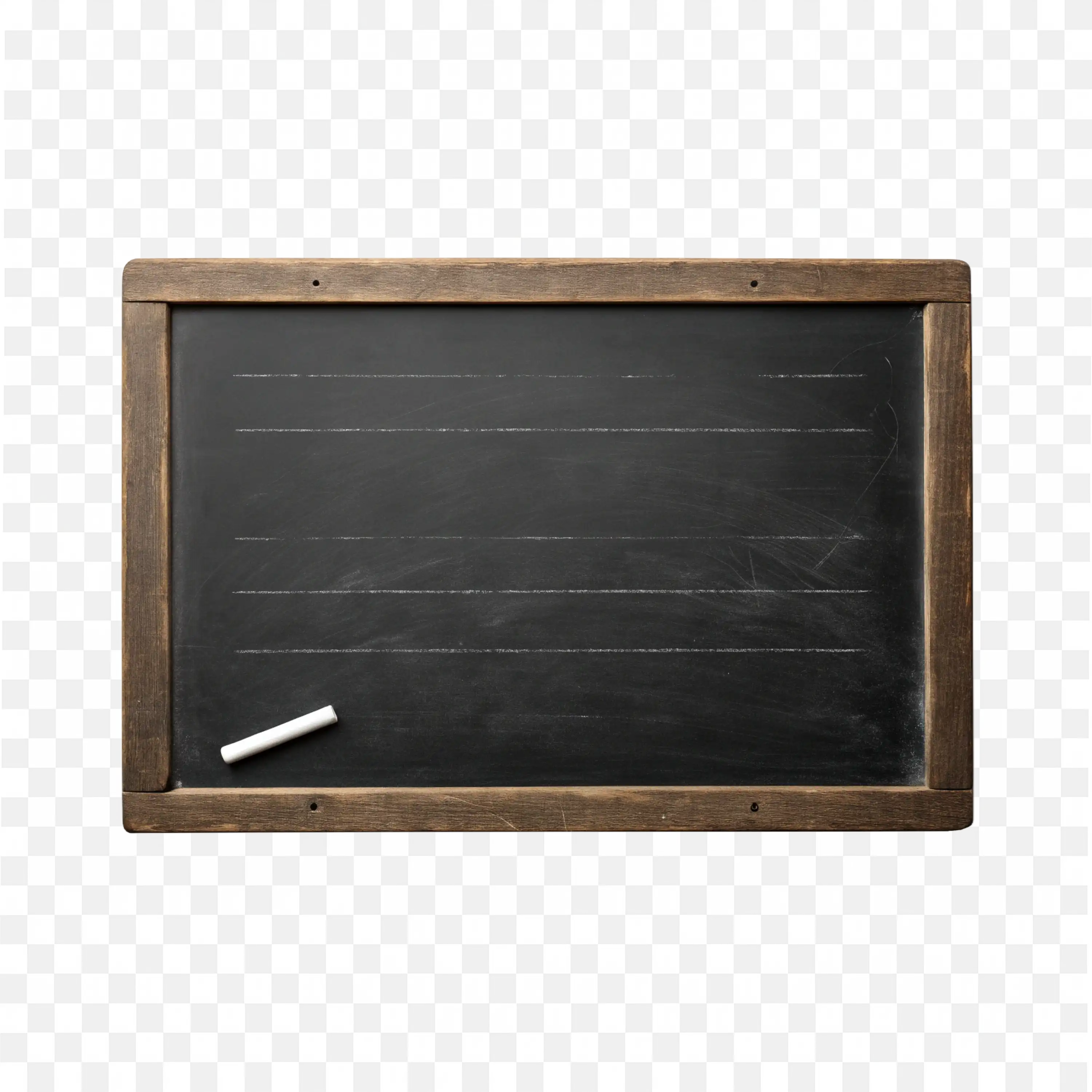 Empty Blackboard with Chalk and a Wooden Frame Free PNG