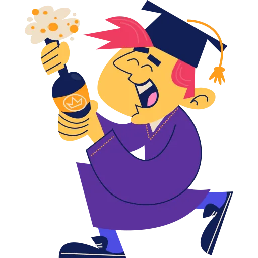 Excited Student Holding a Gold Trophy in One Hand free PNG