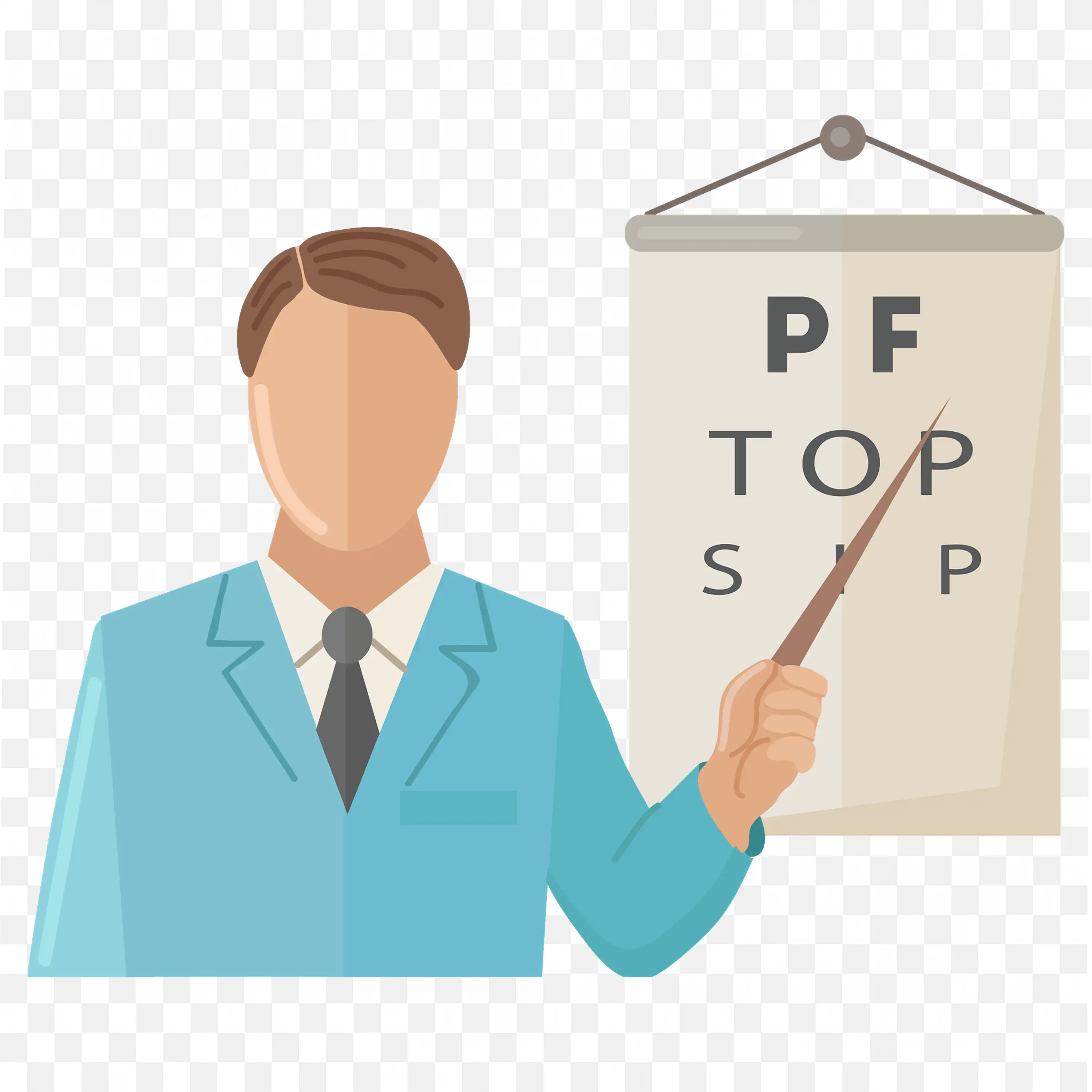 Eye Doctor Demonstrating Vision Test with Eye Chart PNG