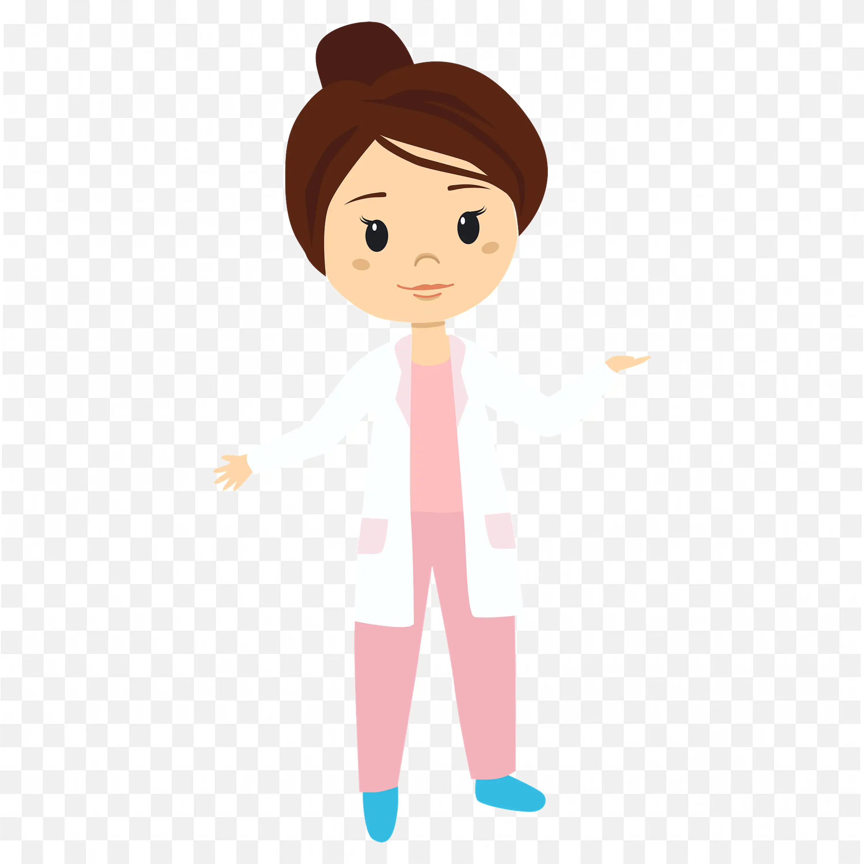 Female Dentist in Pink Dress and White Coat PNG Free