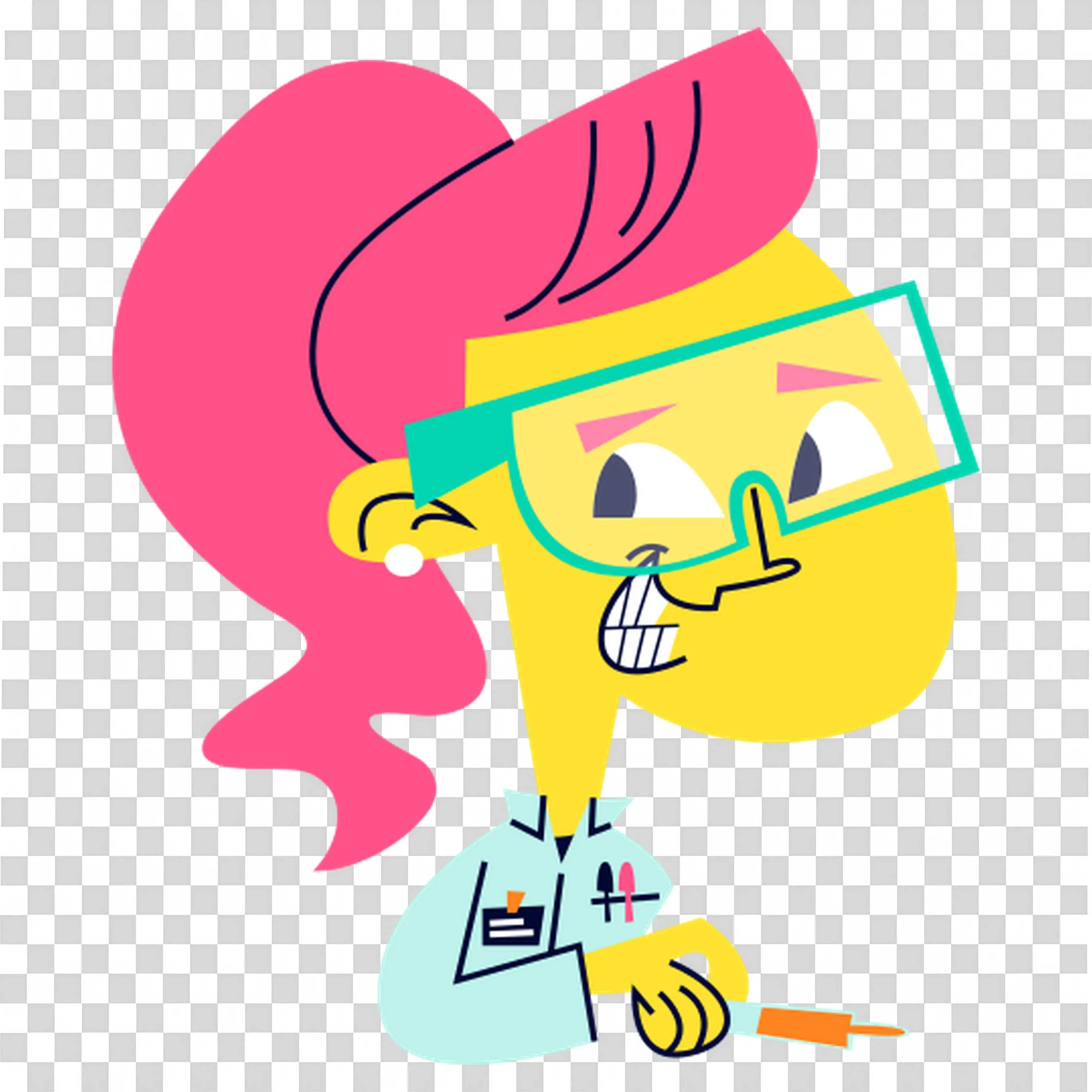 Female Scientist with Safety Goggles and Syringe Art Png