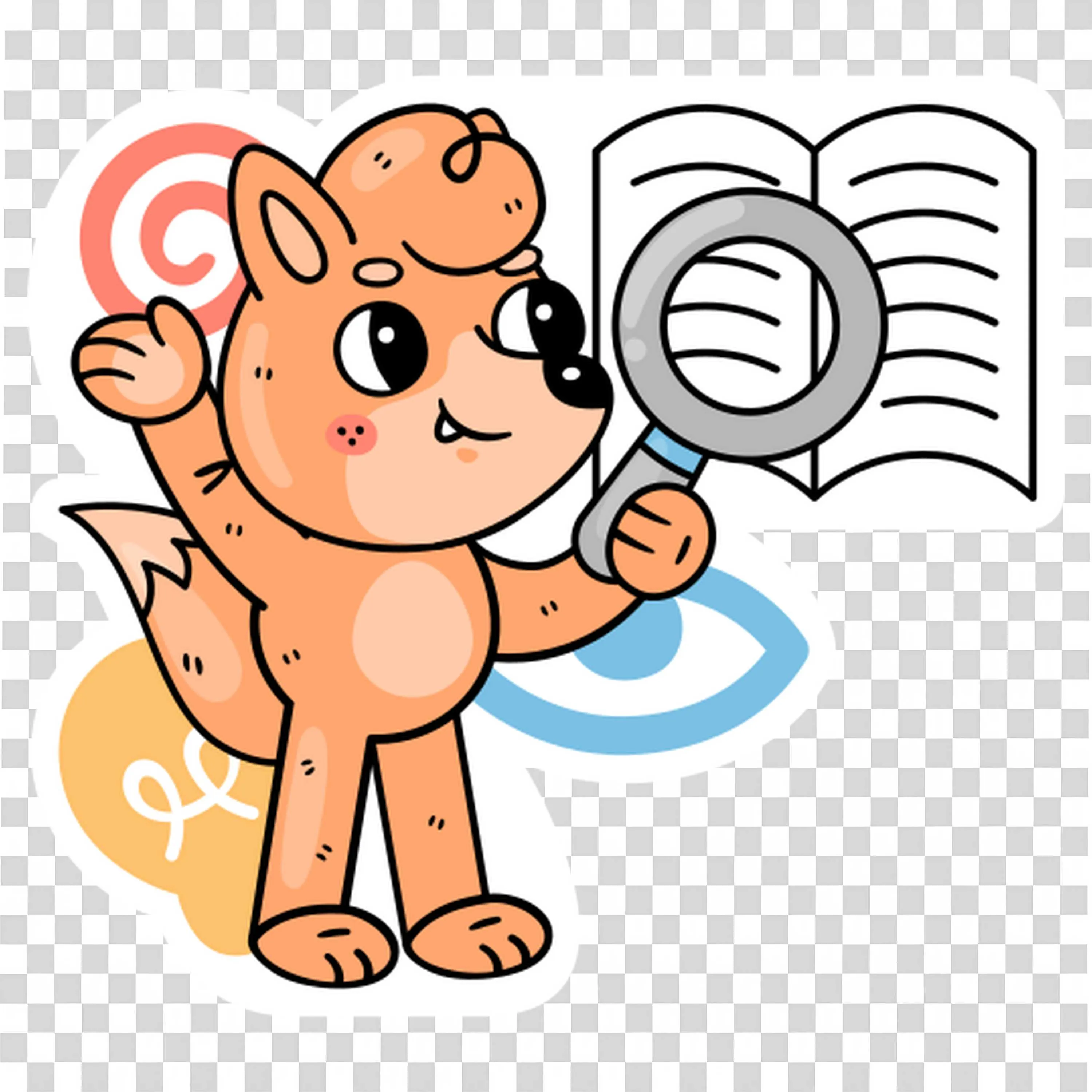 Fox Detective Inspecting a Book with a Magnifying Glass
