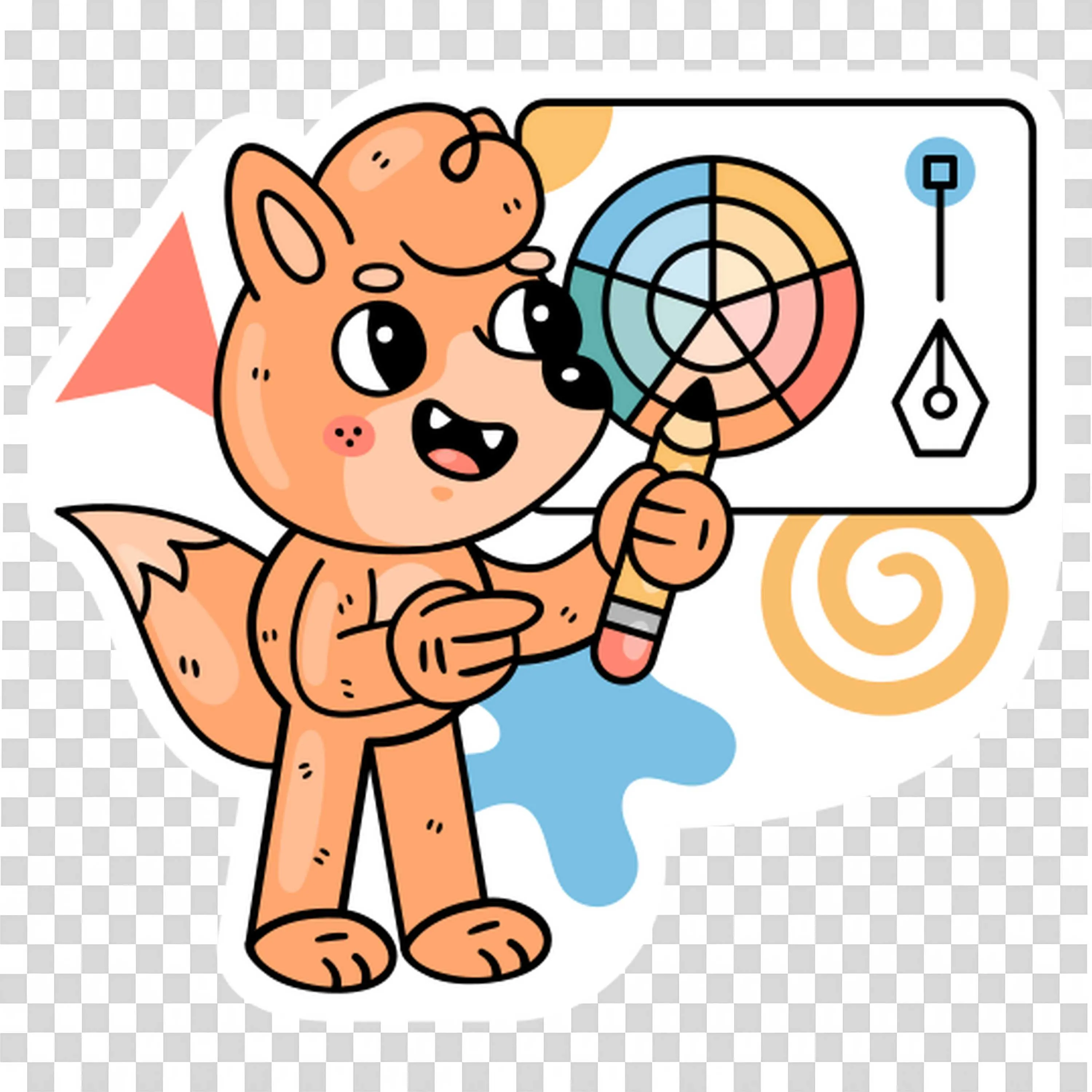 Fred the Fox Painting Colour Wheel on Creative Art Board