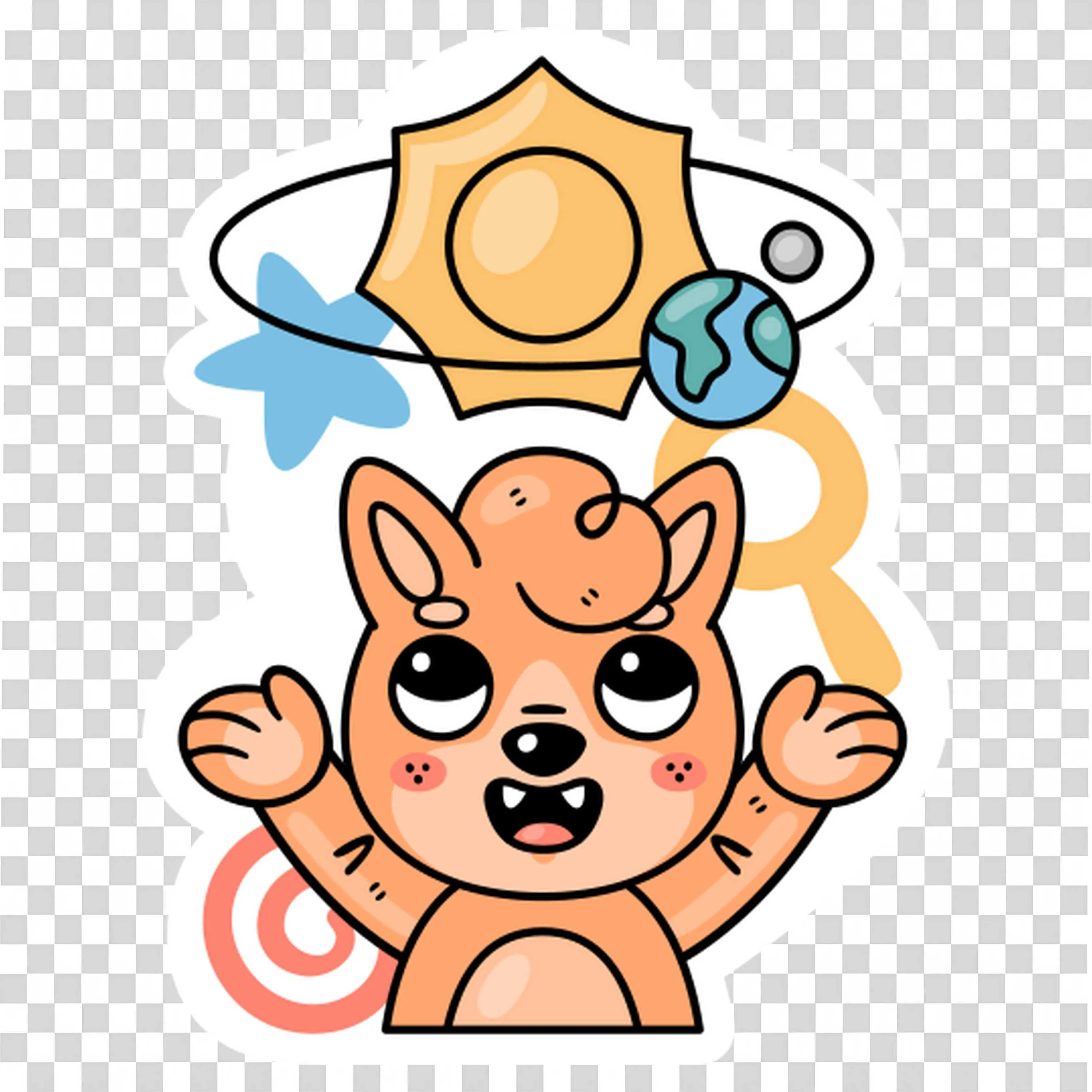 Fred the Fox with the Solar System Floating Above His Head