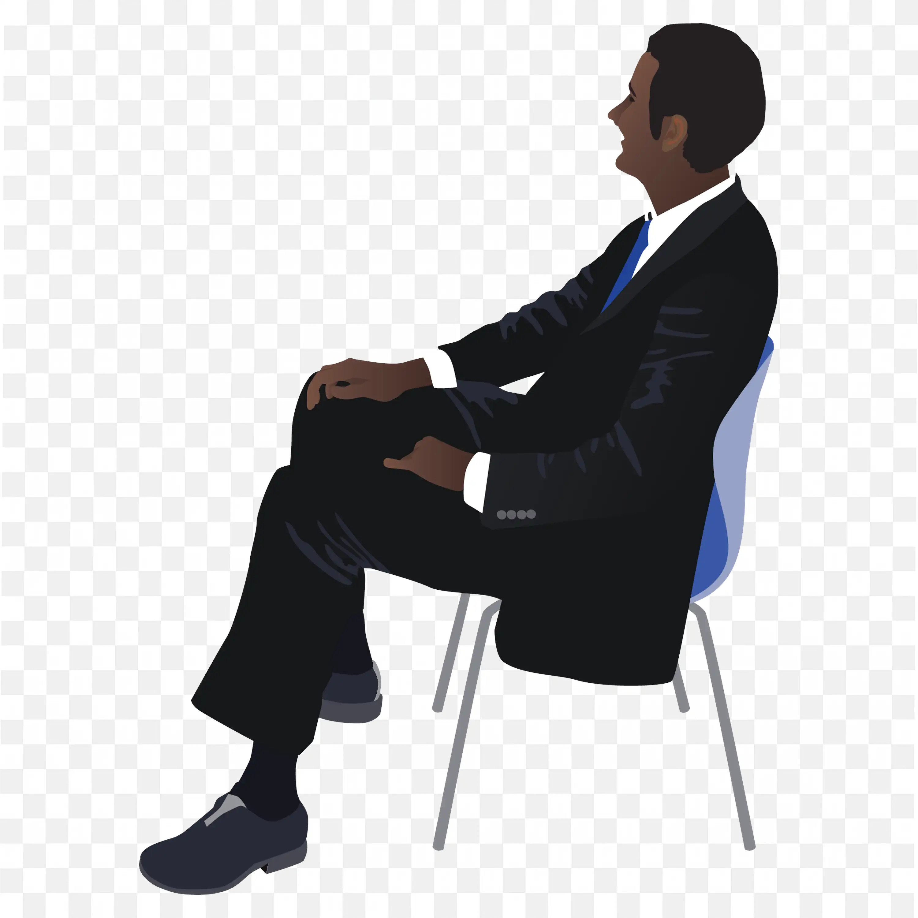 Free PNG Image of a Man in a Suit Sitting on a Blue Chair